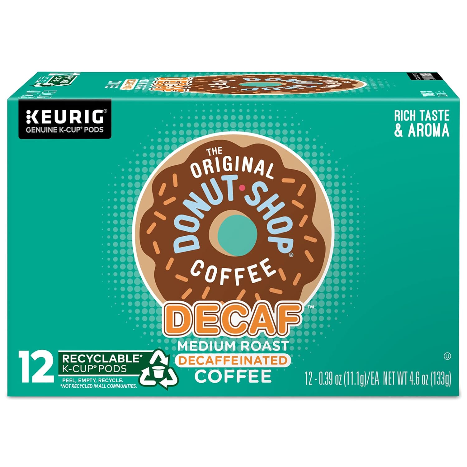 The Original Donut Shop Keurig Single-Serve K-Cup Pods, Decaf Keurig Single-Serve K-Cup Pods, Medium Roast Coffee, 12 Count