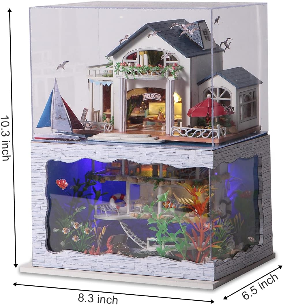 GuDoQi DIY Miniature Dollhouse Kit, Miniature House Kit 1:24 Scale, Tiny House kit with Music and Furniture Kit, Great Gift for Birthday Christmas