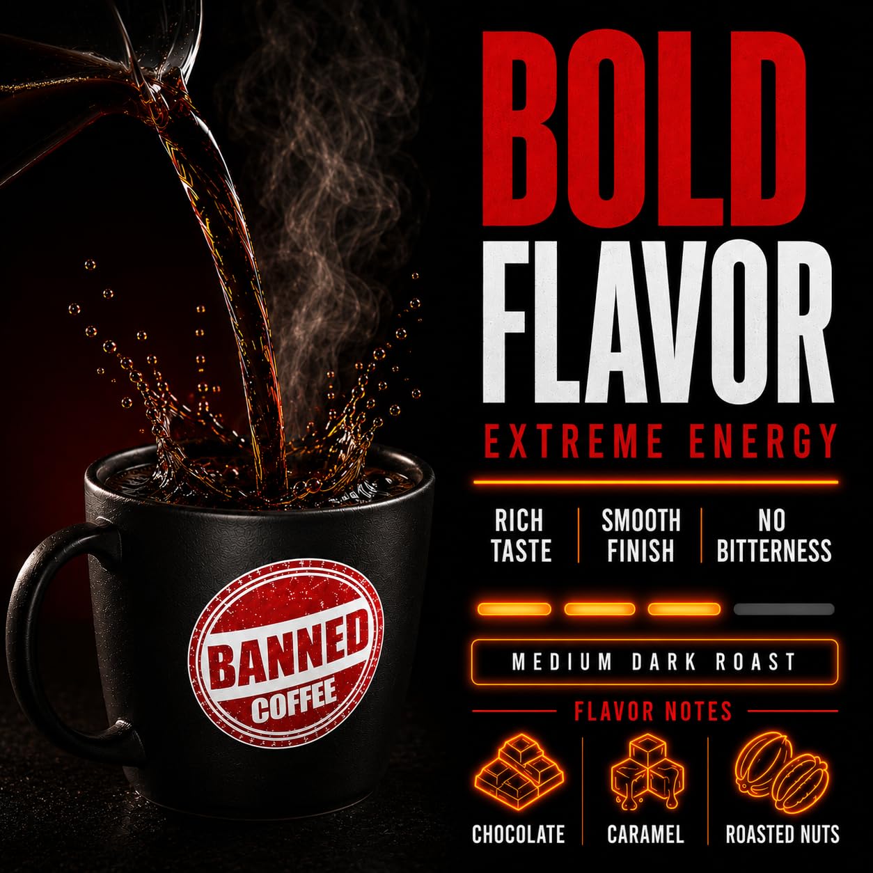 Ground Coffee | Strong Coffee | High Caffeine Coffee | Dark Roast | 16 oz | Extreme Energy. Clear Focus. Bold Flavor. Crafted for maximum
