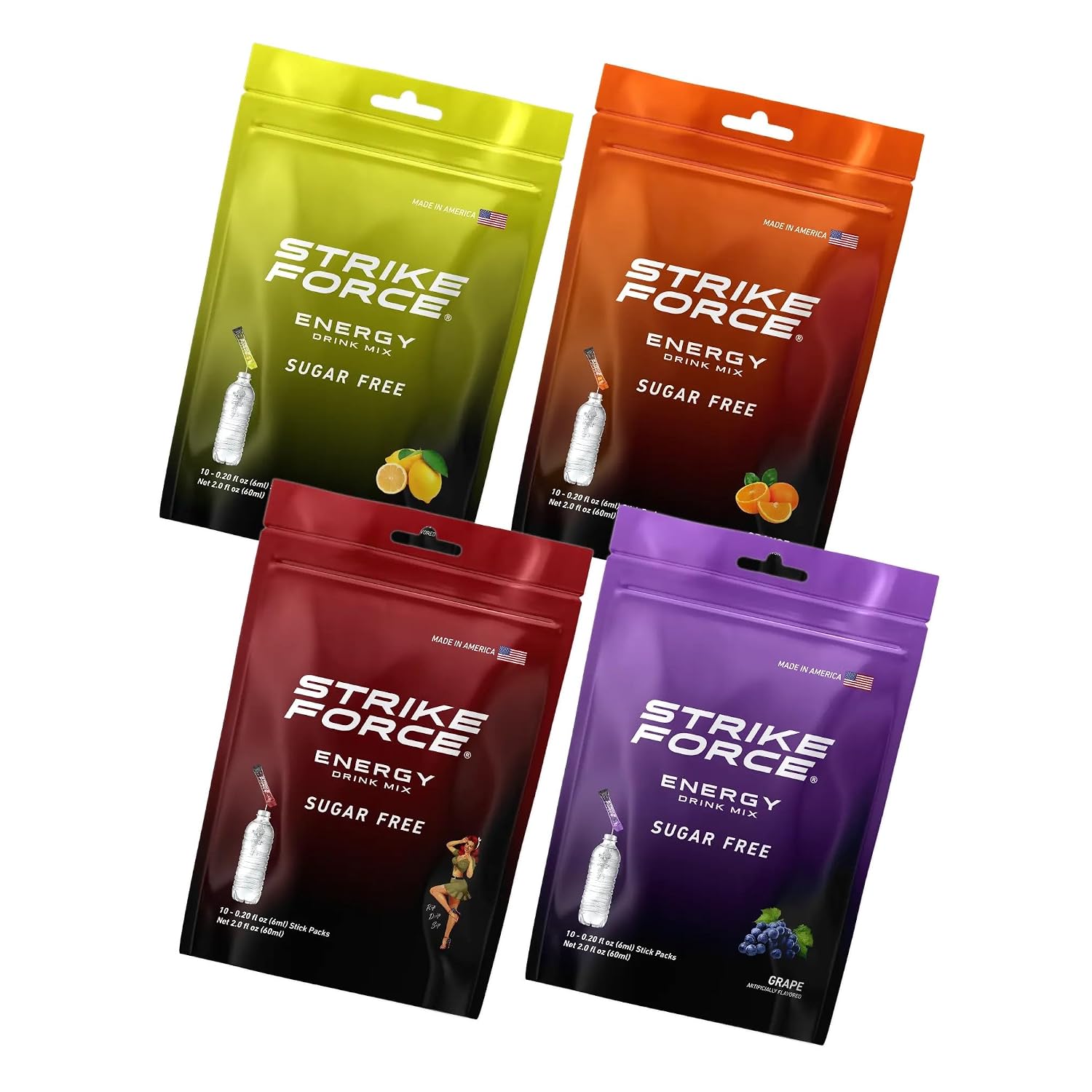Strike Force Energy Drink Mix - Original Flavor - Natural Tasting Caffeine Drink - Turn Any Drink into a Healthy Energy Drink - Zero Calories, Keto Friendly, Sugar Free, Pre Workout (40 Liquid Packs)