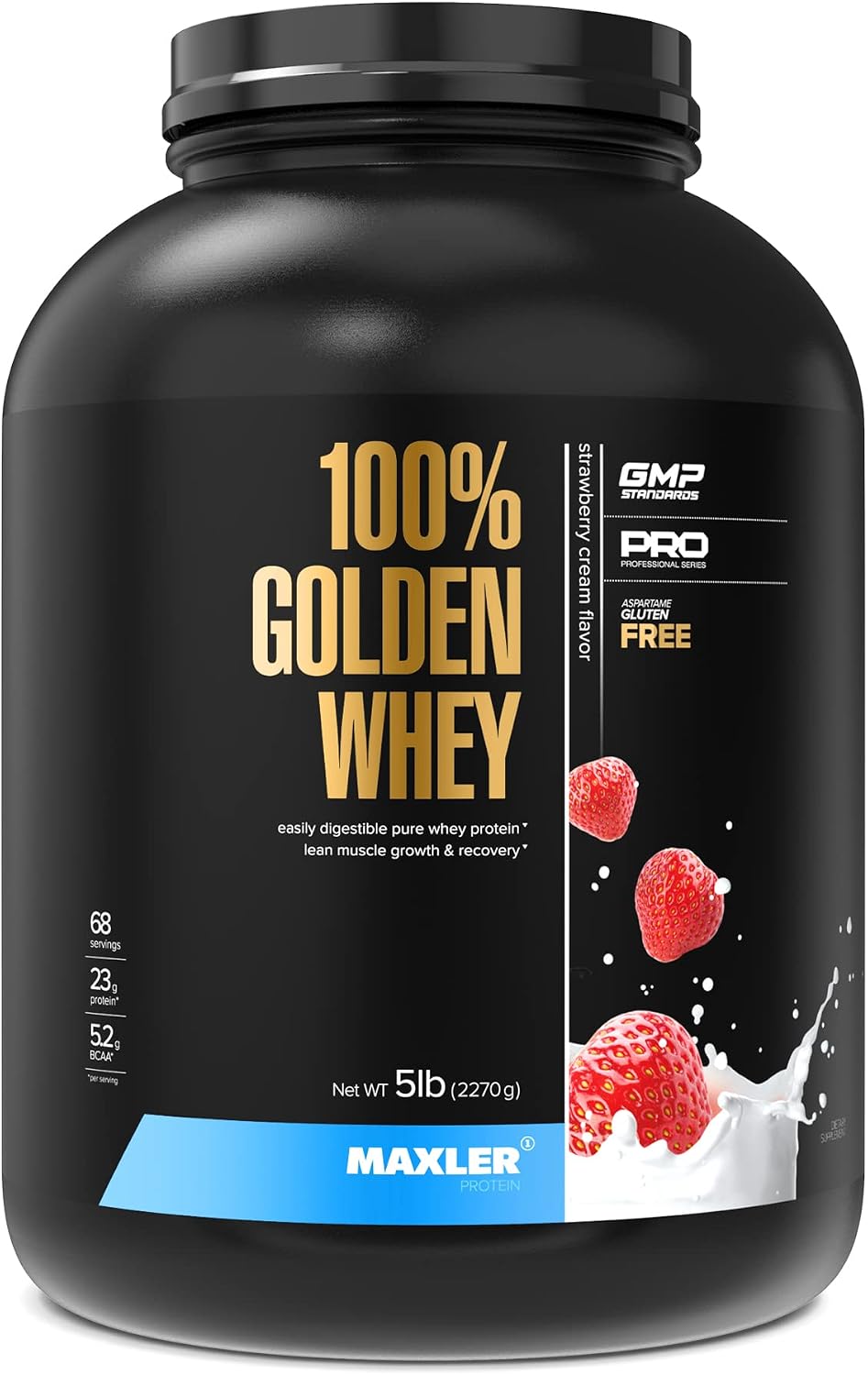 100% Golden Whey Protein - 24g of Protein per Serving - Whey Protein Powder for Pre Post Workout - Fast-Absorbing Whey Concentrate, Isolate & Hydrolysate Blend - Vanilla Ice Cream 2 lb