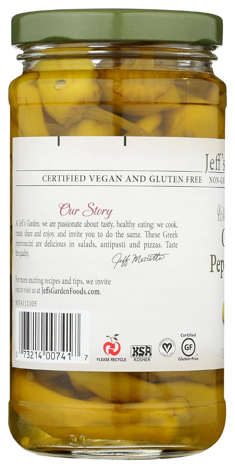 Jeff's Garden, Peperoncini Grrek Golden Whole, 12 Ounce