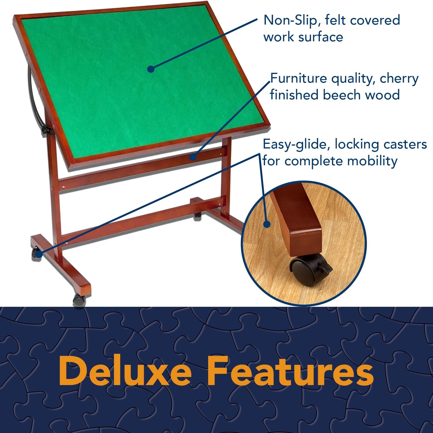 Bits and Pieces Puzzle Table Portable Puzzle Board - Adjustable Rotating Puzzle Table with Wheels and Cover
