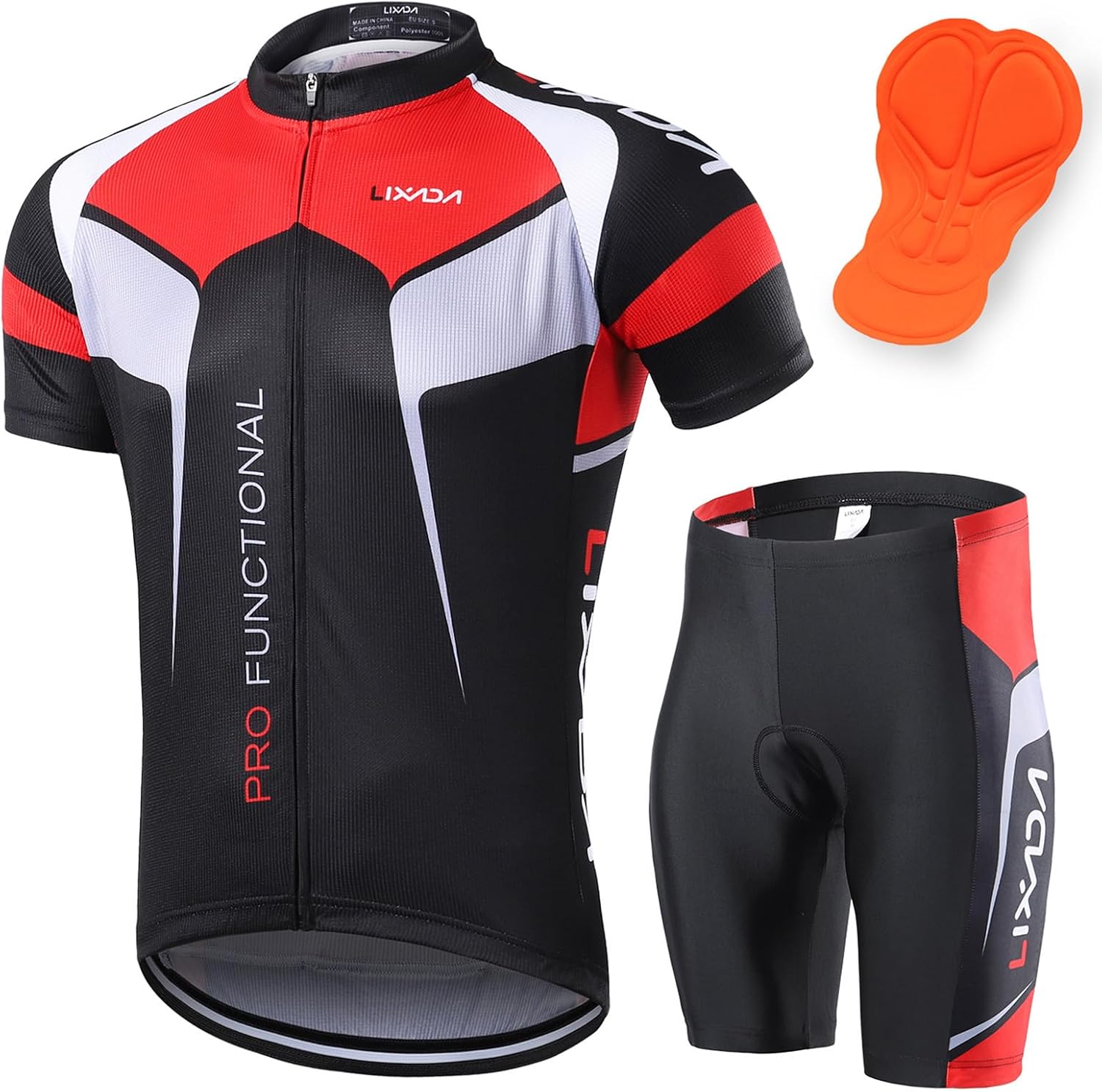 Lixada Men's Cycling Jersey Short Sleeve with Padded Shorts Quick-Dry Summer Short Bike Clothing Bicycle Shirts Pants Set