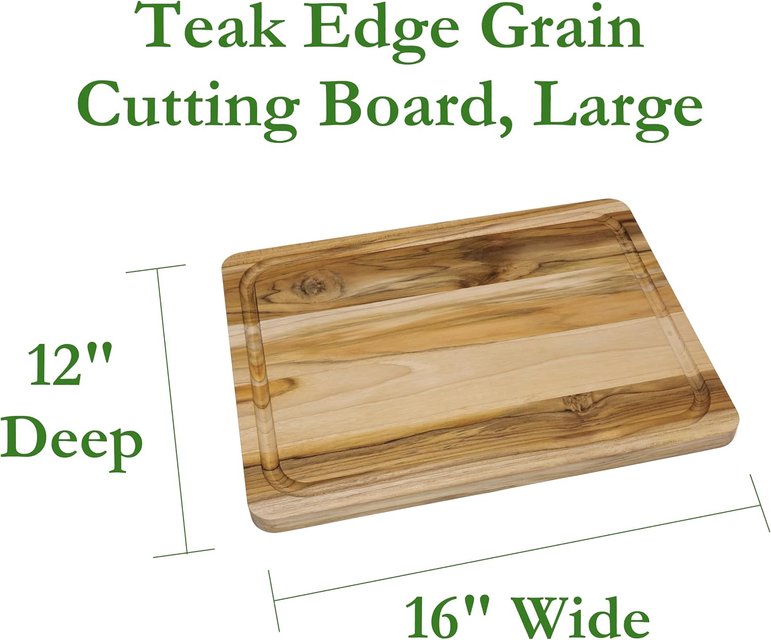 Lipper International 7215 Teak Wood Edge Grain Kitchen Cutting and Serving Board, Small, 12" x 9" x 5/8"