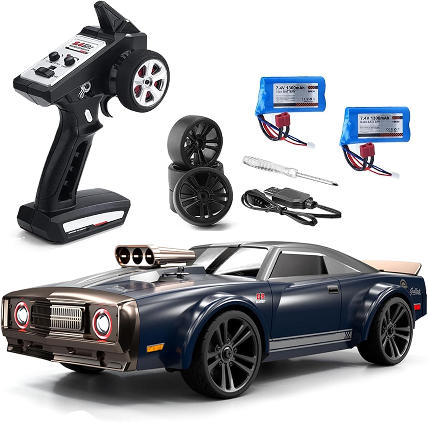 GoolRC RC Drift Car, 1:16 Scale Remote Control, 4WD 35KM/H High Speed Racing, 2.4GHz Drifting for Adults with Cool LED Lights