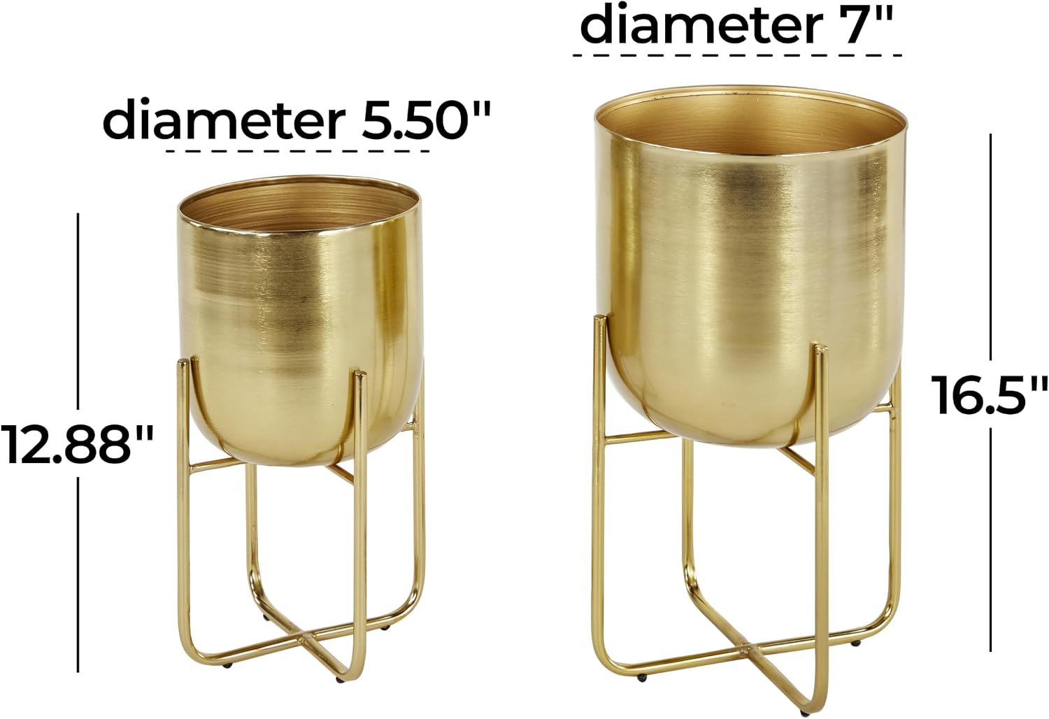 Deco 79 Metal Round Planter with Removable Stand, Set of 2 16", 13"H, Black