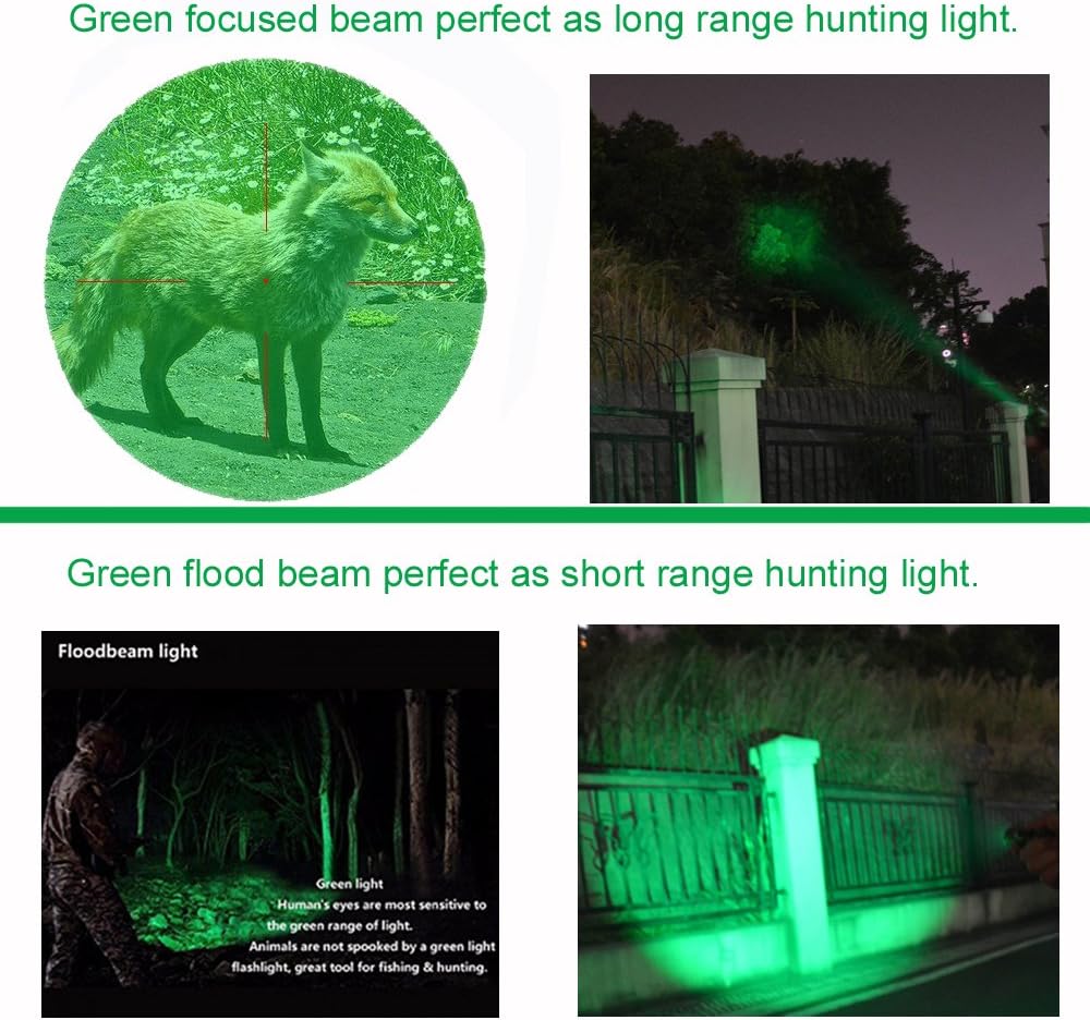 Single Mode Green LED Flashlight, 150 Yard Long Range, High Power, Night Vision, Compact Green Flashlight Torch For Night Observation