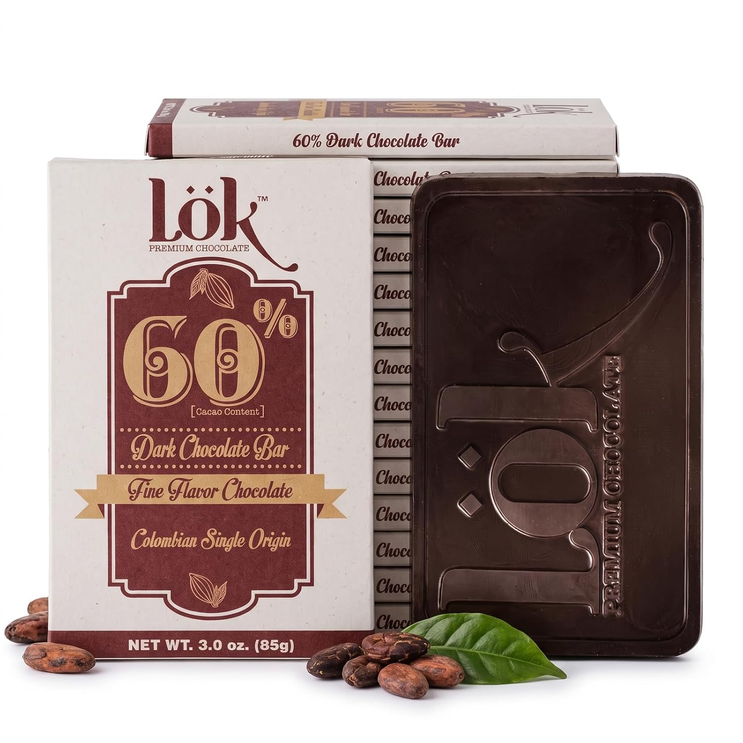 Lök Foods Dark Chocolate Bar 100% Cacao | Fair Trade, Kosher, Gluten Free, Vegan, Bean-to-Bar, Sugar-Free, No Sugar Alcohol, No Artificial Sweetener