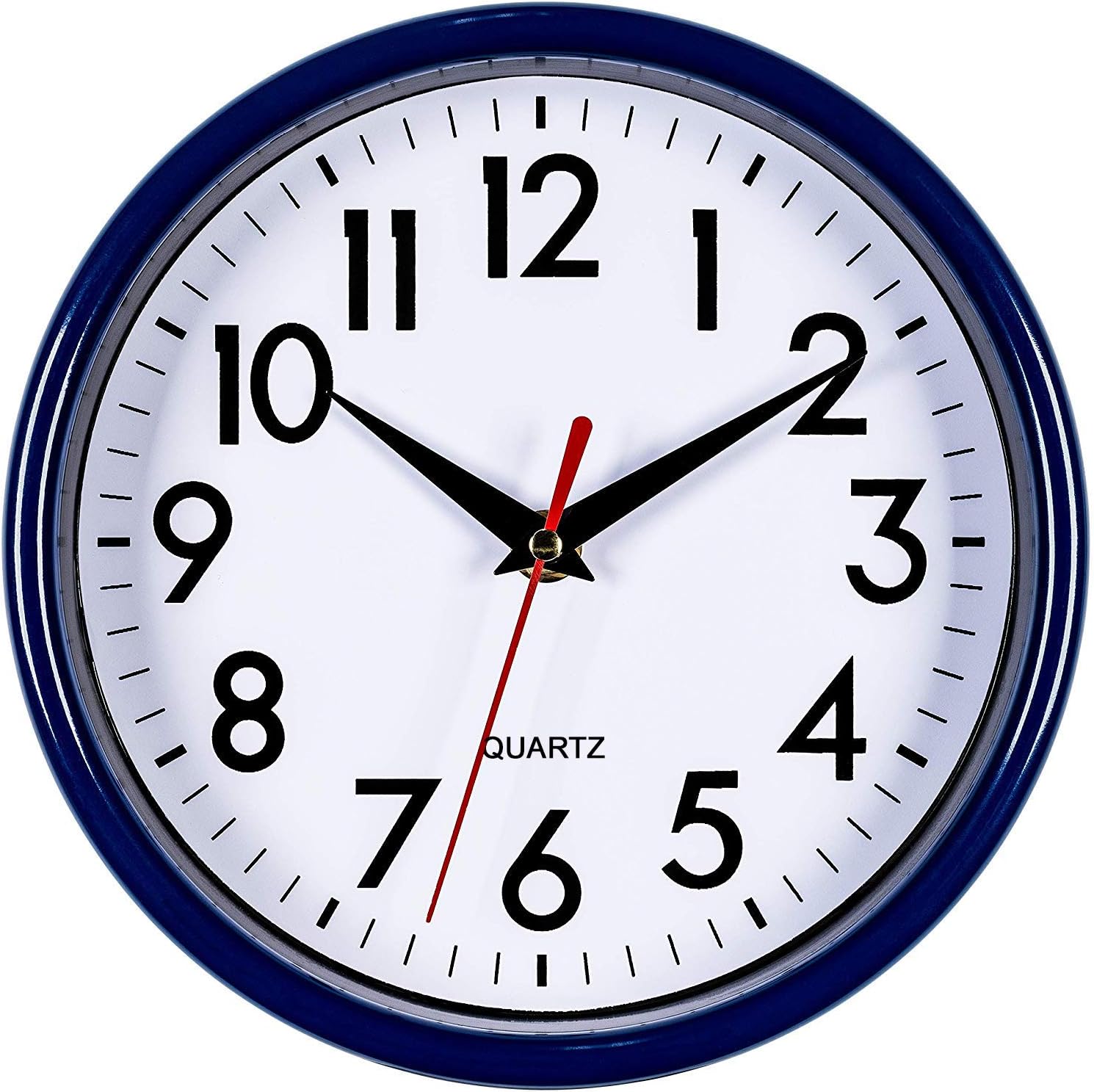 Bernhard Products Silver Wall Clock 8" Silent Non-Ticking Quality Quartz Battery Operated Clock for Home Kitchen Bedroom Bathroom Classroom Nursery