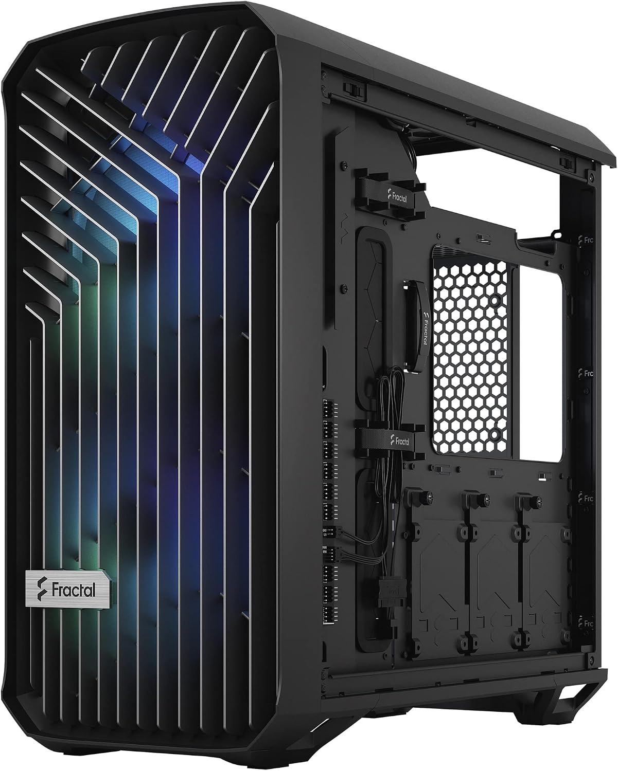 Fractal Design Torrent Compact RGB Black - Light Tint Tempered Glass Side Panels - Open Grille for Maximum air Intake - Two 180mm RGB PWM Fans