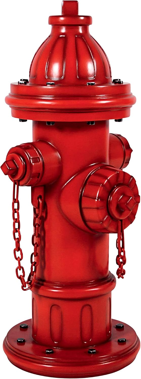 Design Toscano Dog's Second Best Friend Fire Hydrant Pee Post Indoor/Outdoor Statue, Medium 14 Inch Tall, Cast Stone Resin, Red Painted Finish