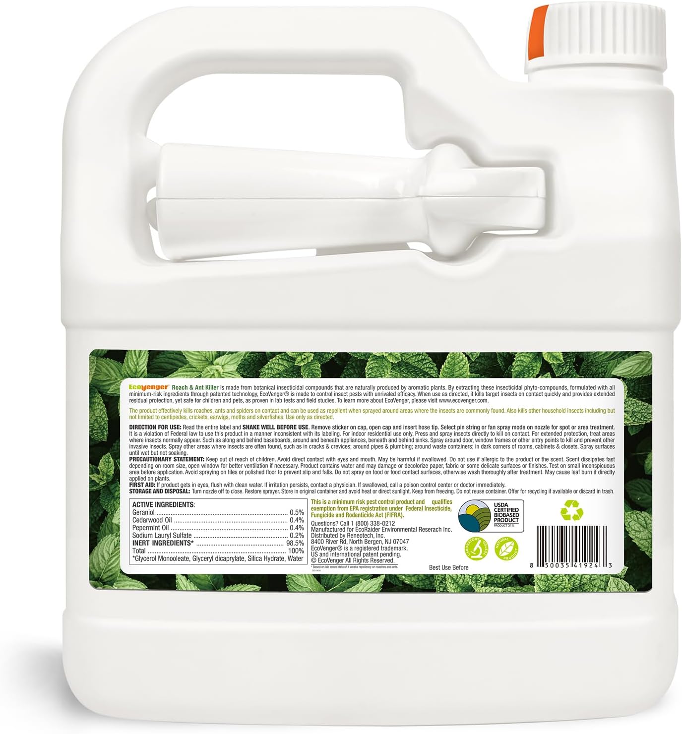 EcoVenger® Roach and Ant Killer 16 oz | Kills on Contact | Extended 4-Week Deterrence | Peppermint Scent | Child and Pet Safe
