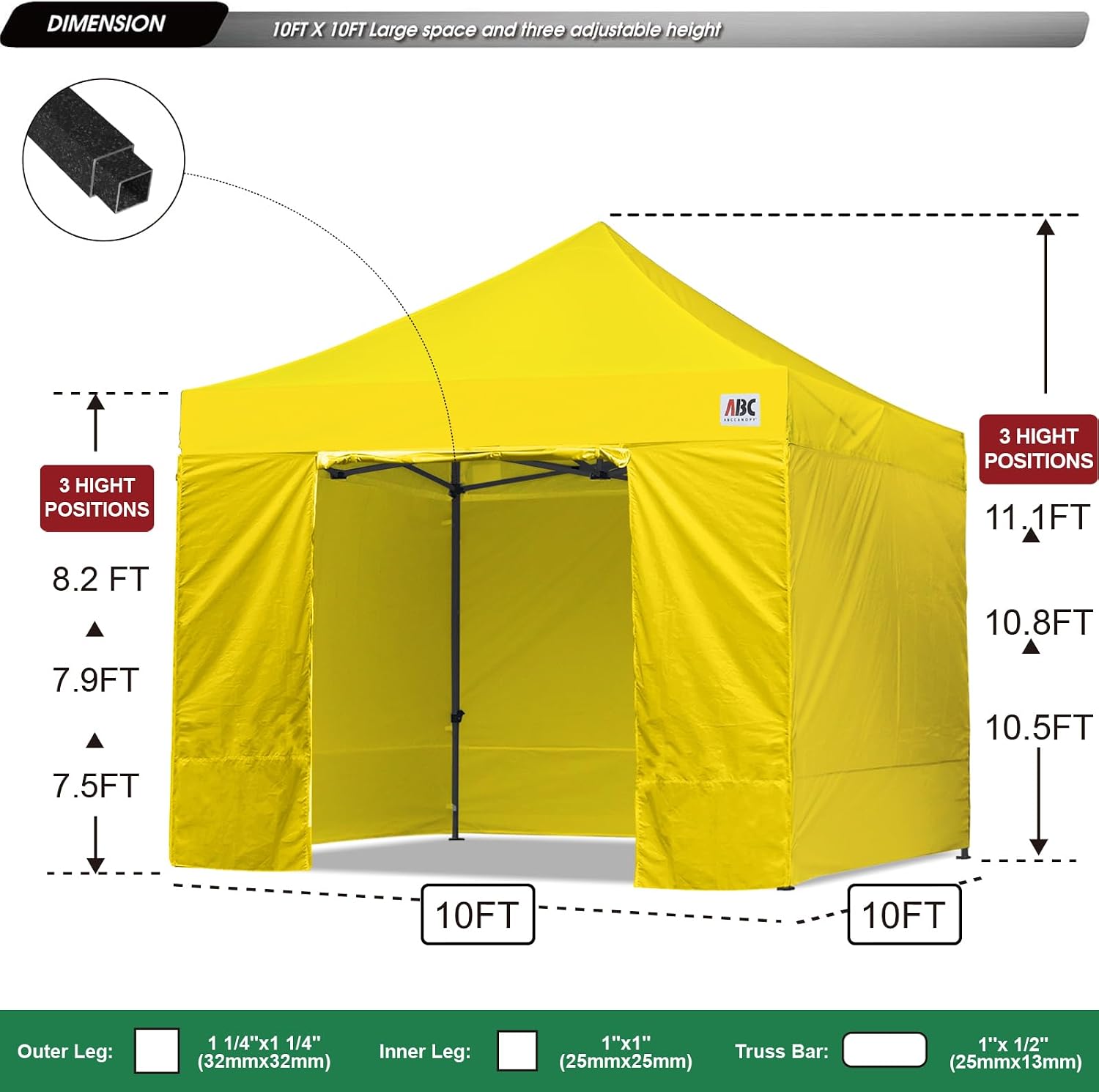 ABCCANOPY Heavy Duty Easy Pop up Canopy Tent with Sidewalls 10x20, Turquoise