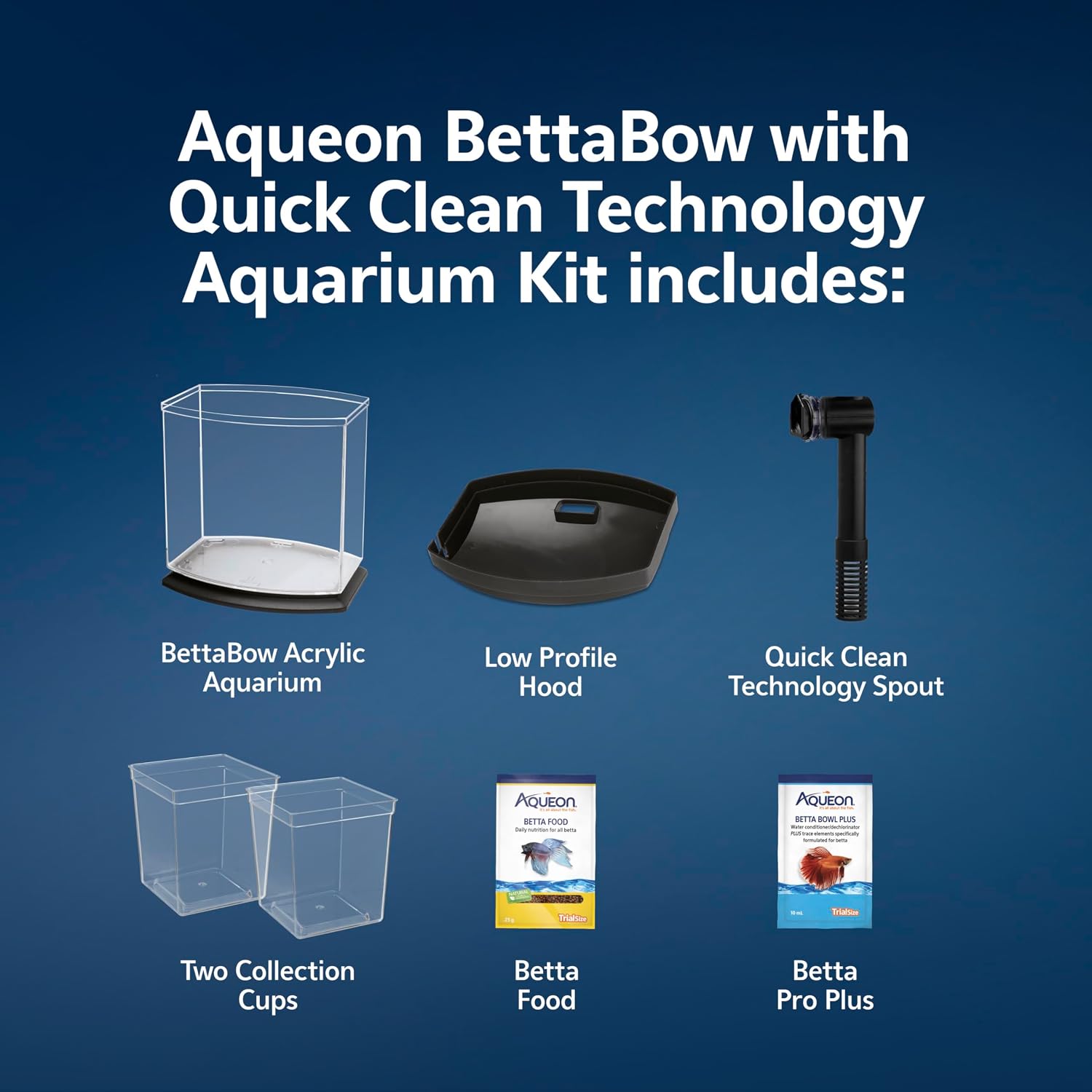 Aqueon BettaBow with Quick Clean Technology Aquarium Kit, Freshwater, Betta Fish, 1-Gallon, Black