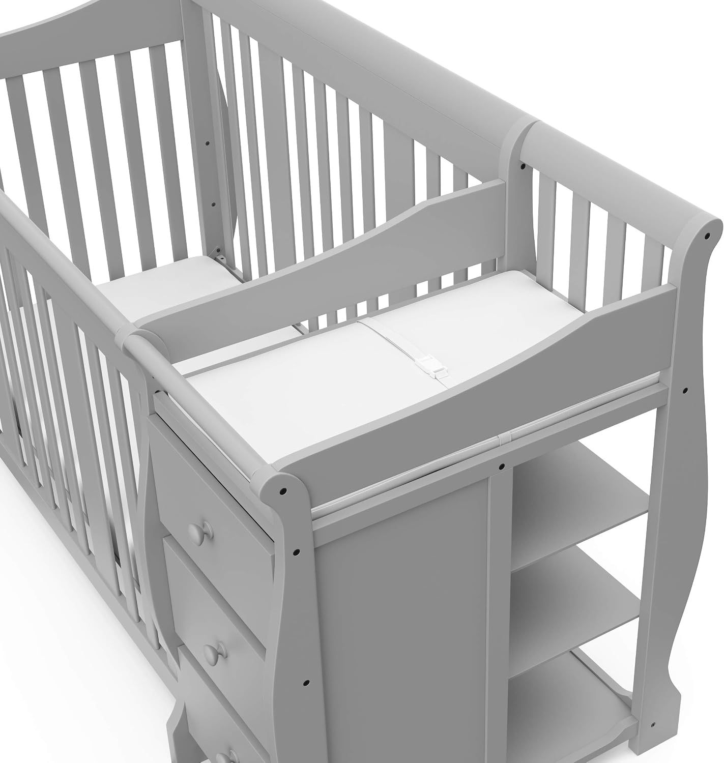 Storkcraft Portofino 5-in-1 Convertible Crib and Changer, Pebble Gray
