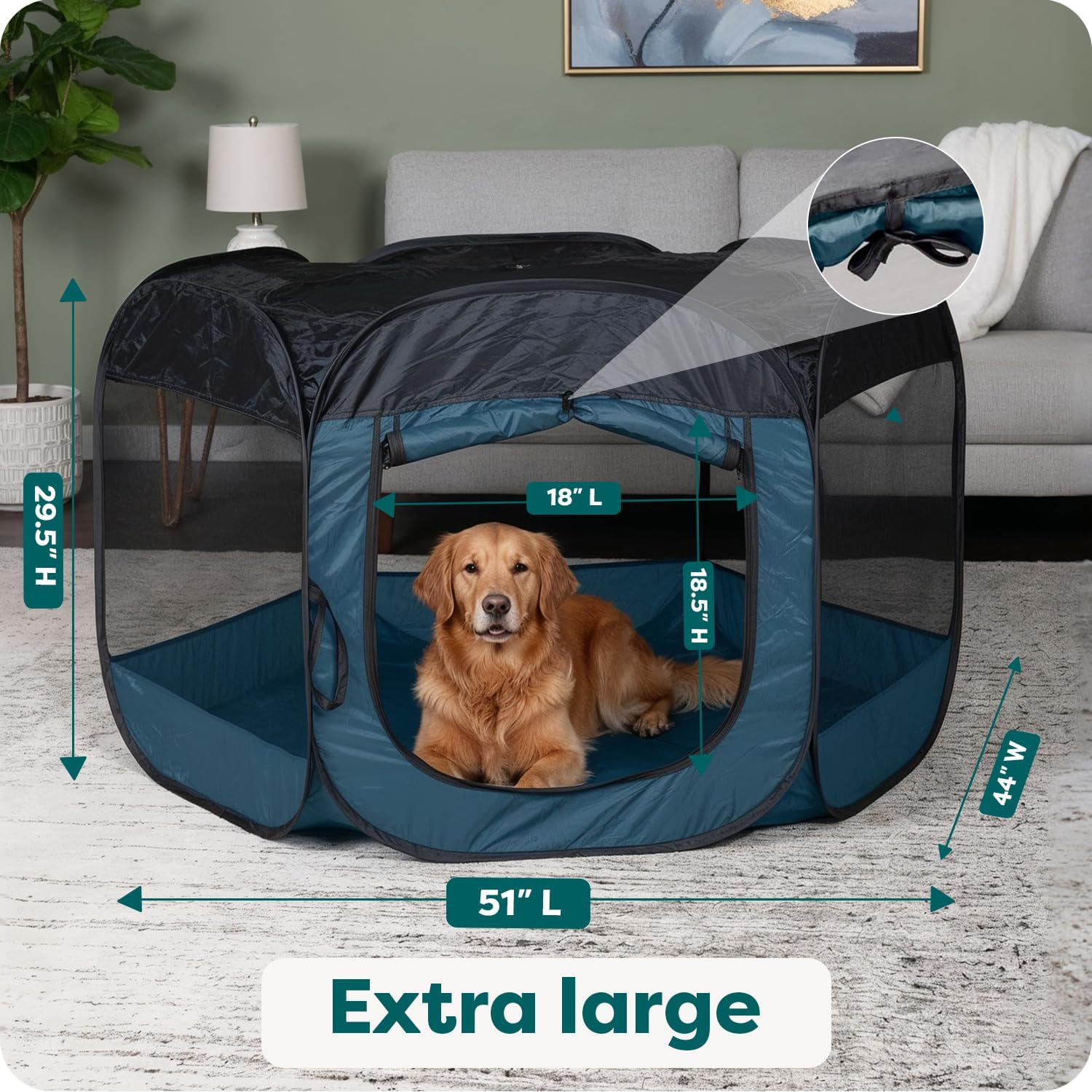 Furhaven Portable Dog Playpen Cat Tent, Pet playground,Kennel foldable indoor outdoor zippered puppy crate - Hunter Green, Medium