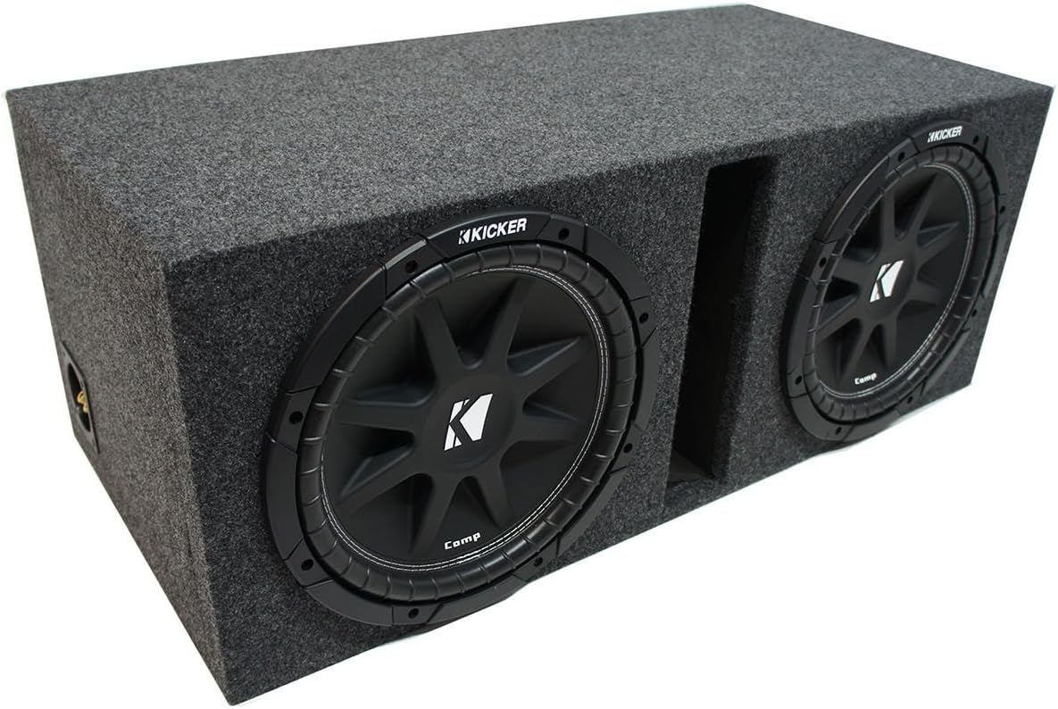 American Sound Connection Bundle with Kicker 15" Subwoofer Comp C15 2 Ohm and Dual Sub Box Universal Vented Port Enclosure