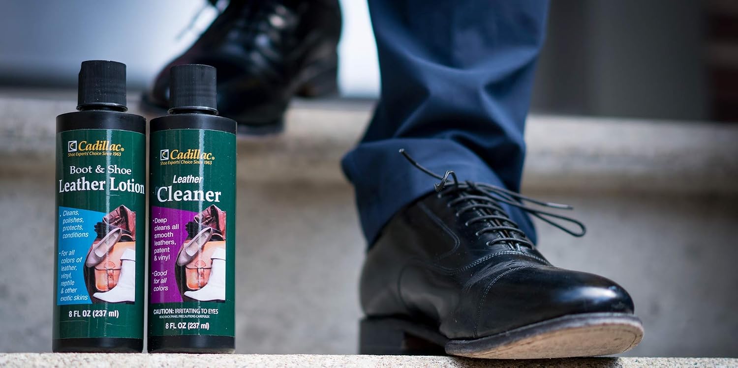 Cadillac Boot and Shoe Leather Lotion 8 Ounces - Cleans, Conditions, Protects, and Polishes Leather Footwear and Accessories