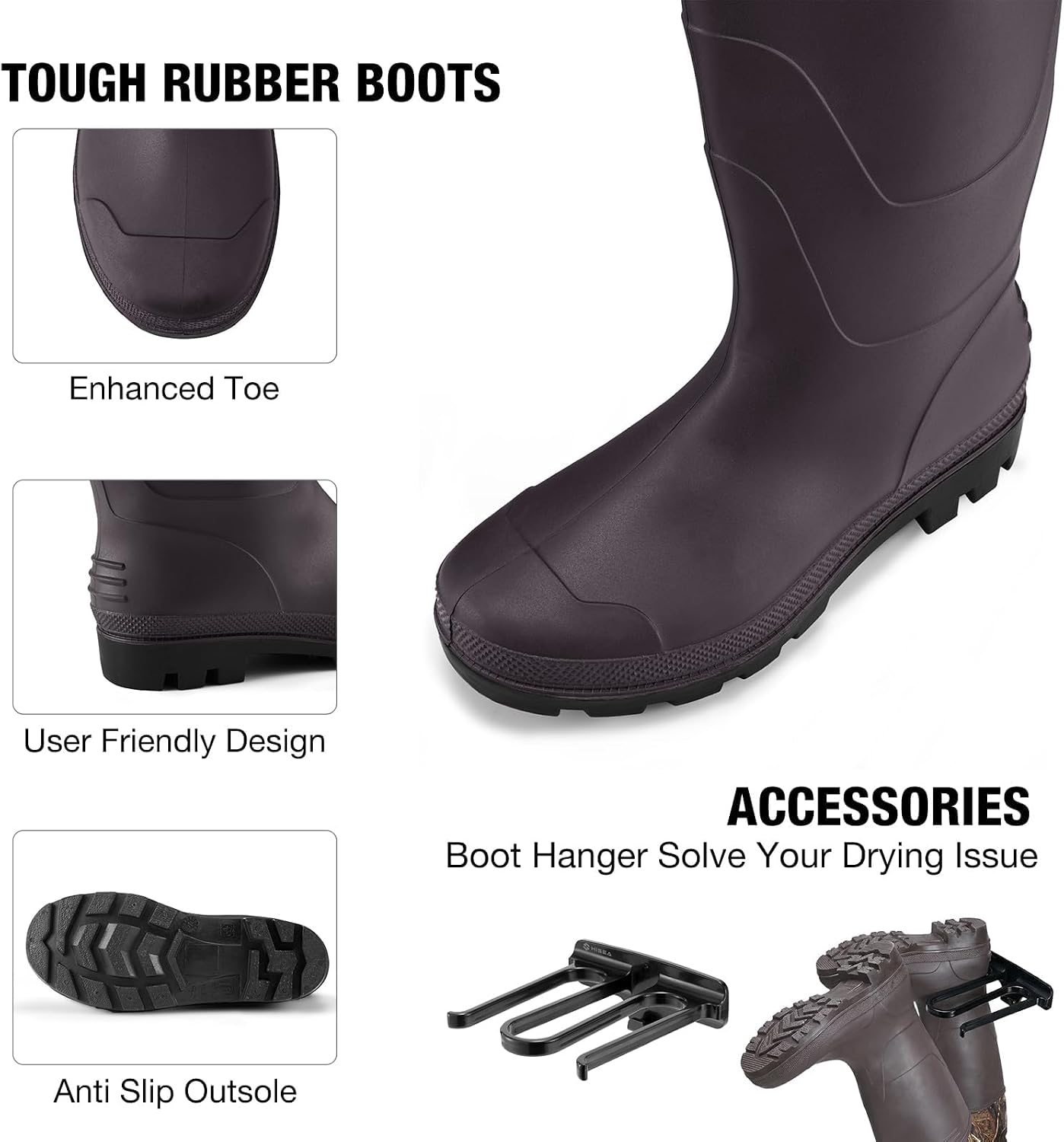 Waders for Men Waterproof Women Fishing Chest Wader with Boots | 2-Ply Nylon/PVC, for hunting & fishing, with boot hanger