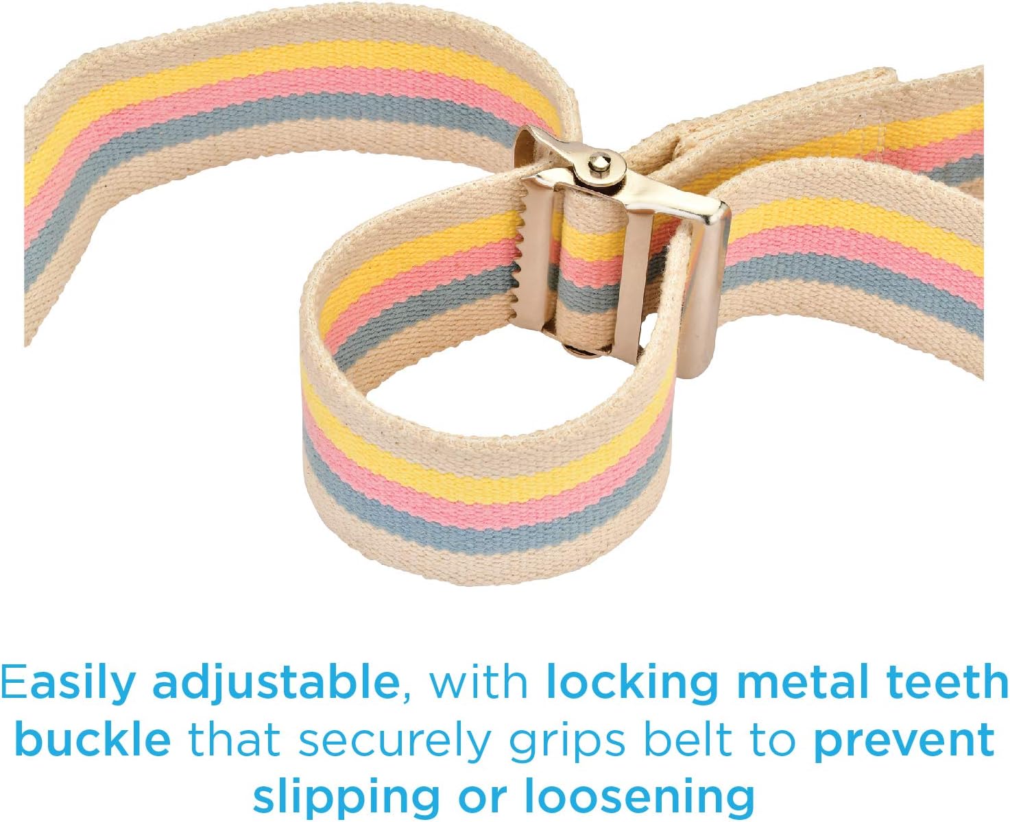 NOVA Medical Gait Belt 72” – Metal Buckle Transfer Belt for Patient Mobility, Striped Cotton, Adjustable Walking Assist for Elderly, Caregivers & Nurses – Durable, Washable, Portable with Bag