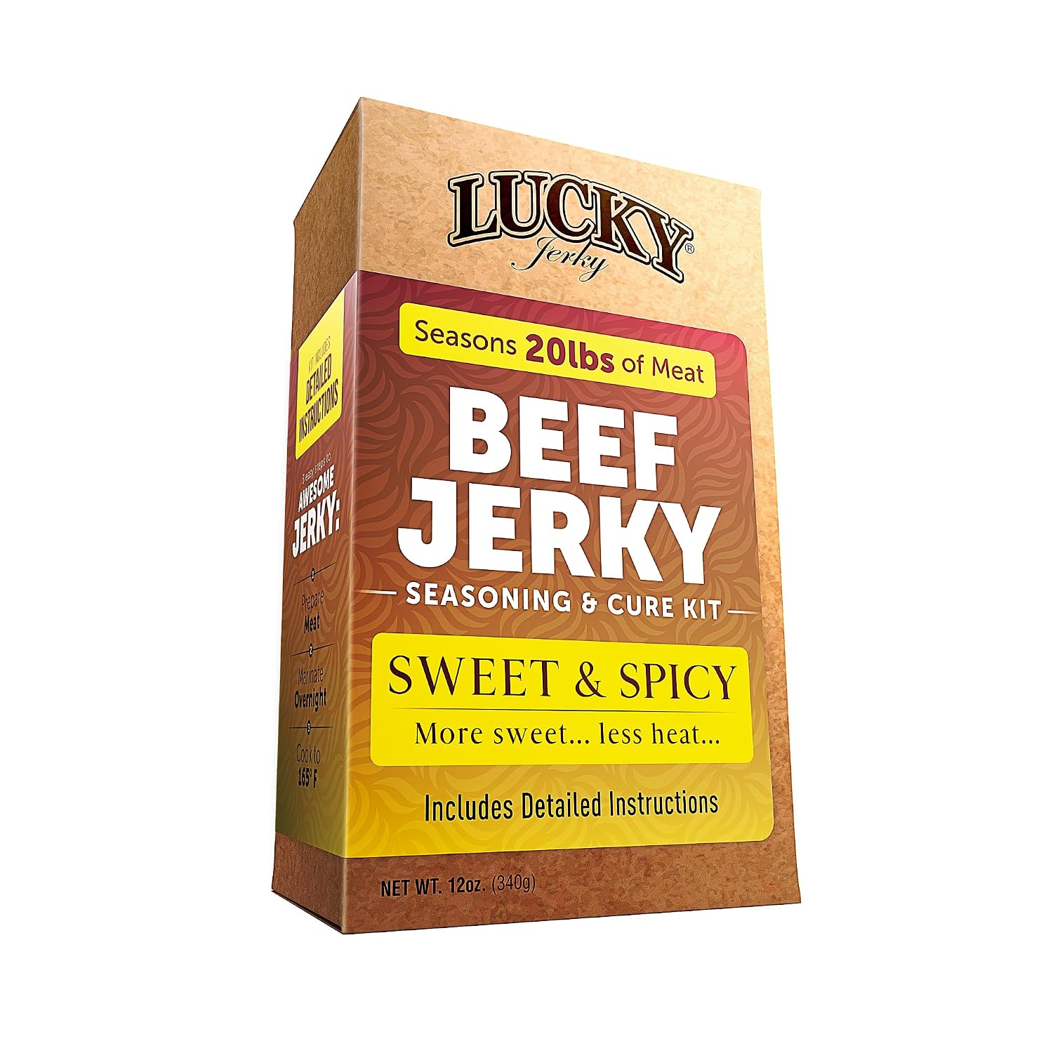 Lucky Jerky Ultimate Savory DIY Beef Jerky Seasoning and Cure Kit, 12 Oz | Make Your Own with Original, BBQ, Teriyaki, and Sweet & Spicy, Seasons 5 lbs per Flavor, 20 lbs Total