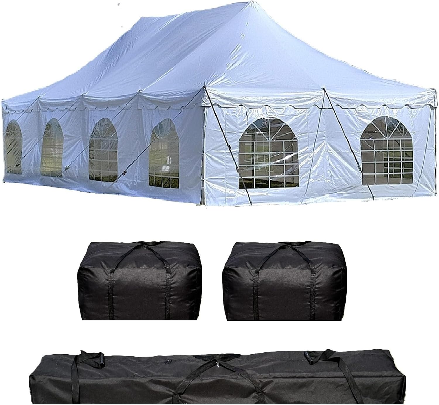 DELTA 40x20 PVC Pole Tent Outdoor Party Canopy with Free Bags,Fire Retardant