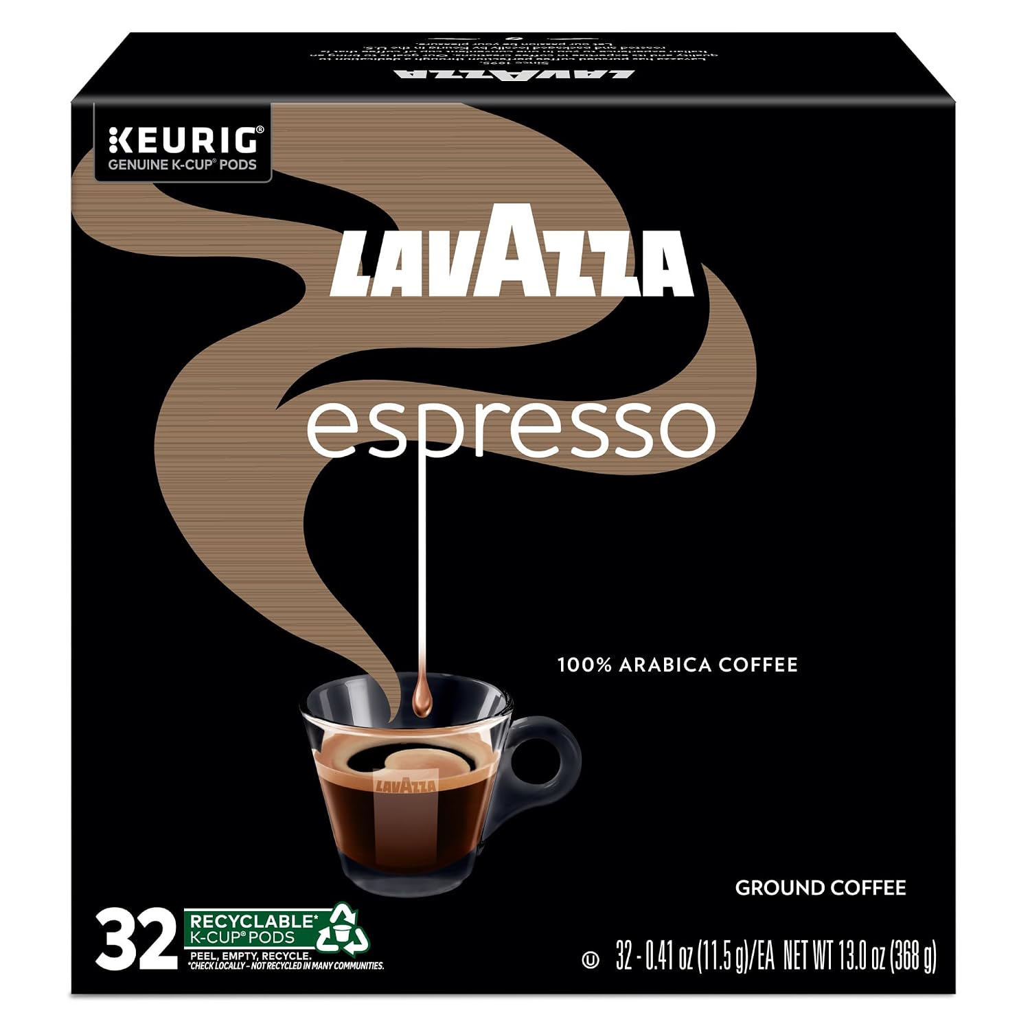 Lavazza Espresso, Single-Serve Keurig K-Cup Pods, Medium Roast Coffee, 32-Count Box