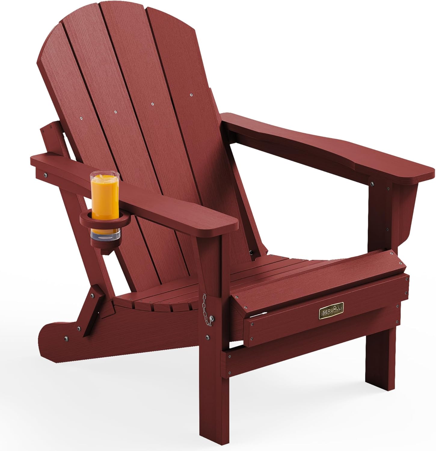 SERWALL Folding Adirondack Chairs with Cup Holder, Outdoor Fire Pit - Blue