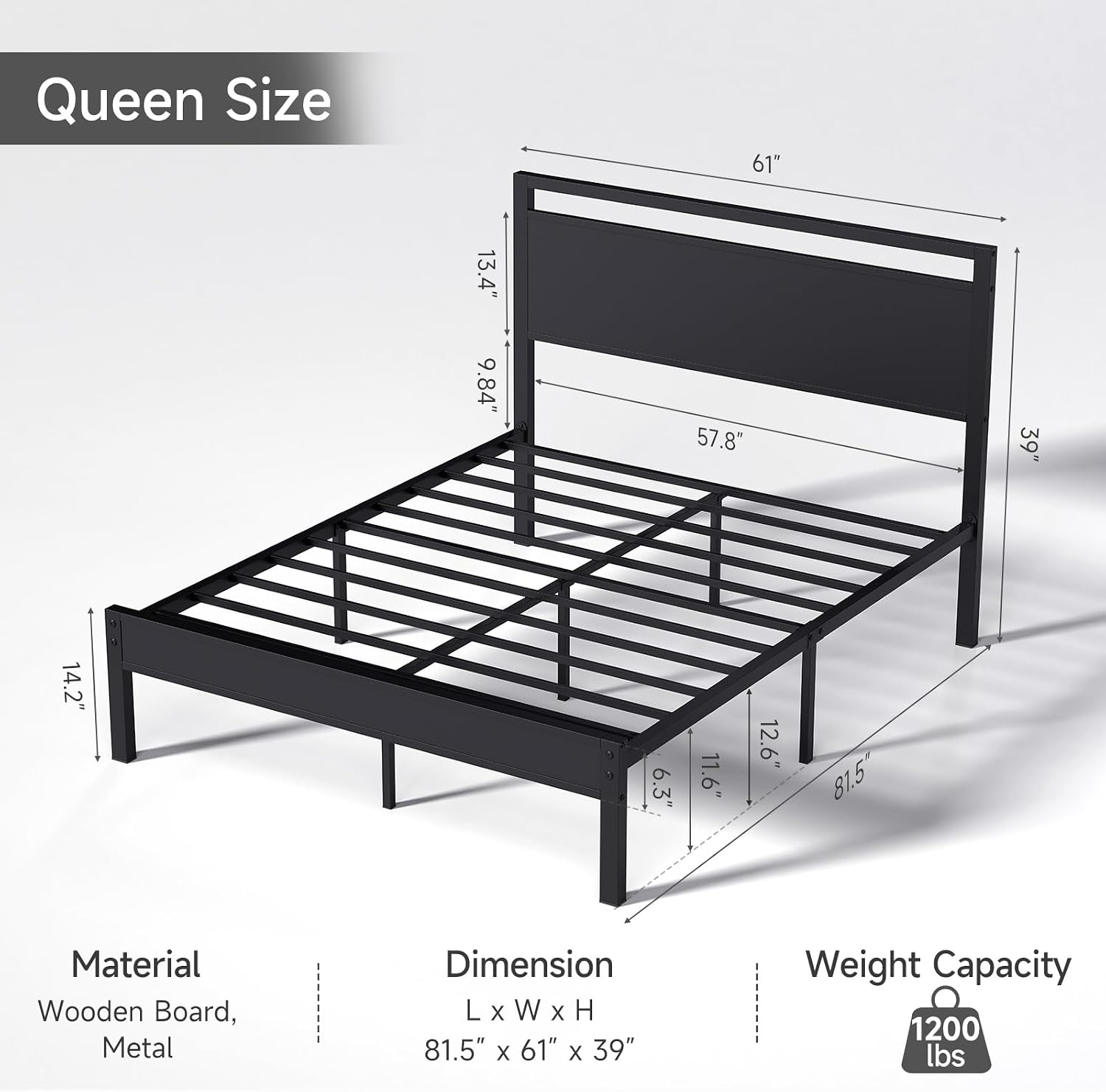 Z-hom Easy Assembly Queen Bed Frame & Headboard Footboard,Underbed Storage | Sturdy Metal Structure,Silent Anti-Slip Support,Under Bed Storage Space,No Box Spring Needed,Modern Bedroom Furniture