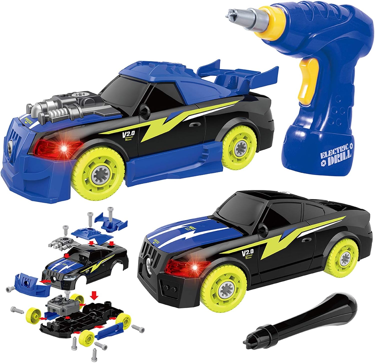 GILOBABY Take Apart Toys for Boys, STEM Building Set with Electric Drill | 26PCS Take Apart Toy, Kid-Safe Electric Drill, Dynamic Lights & Sounds