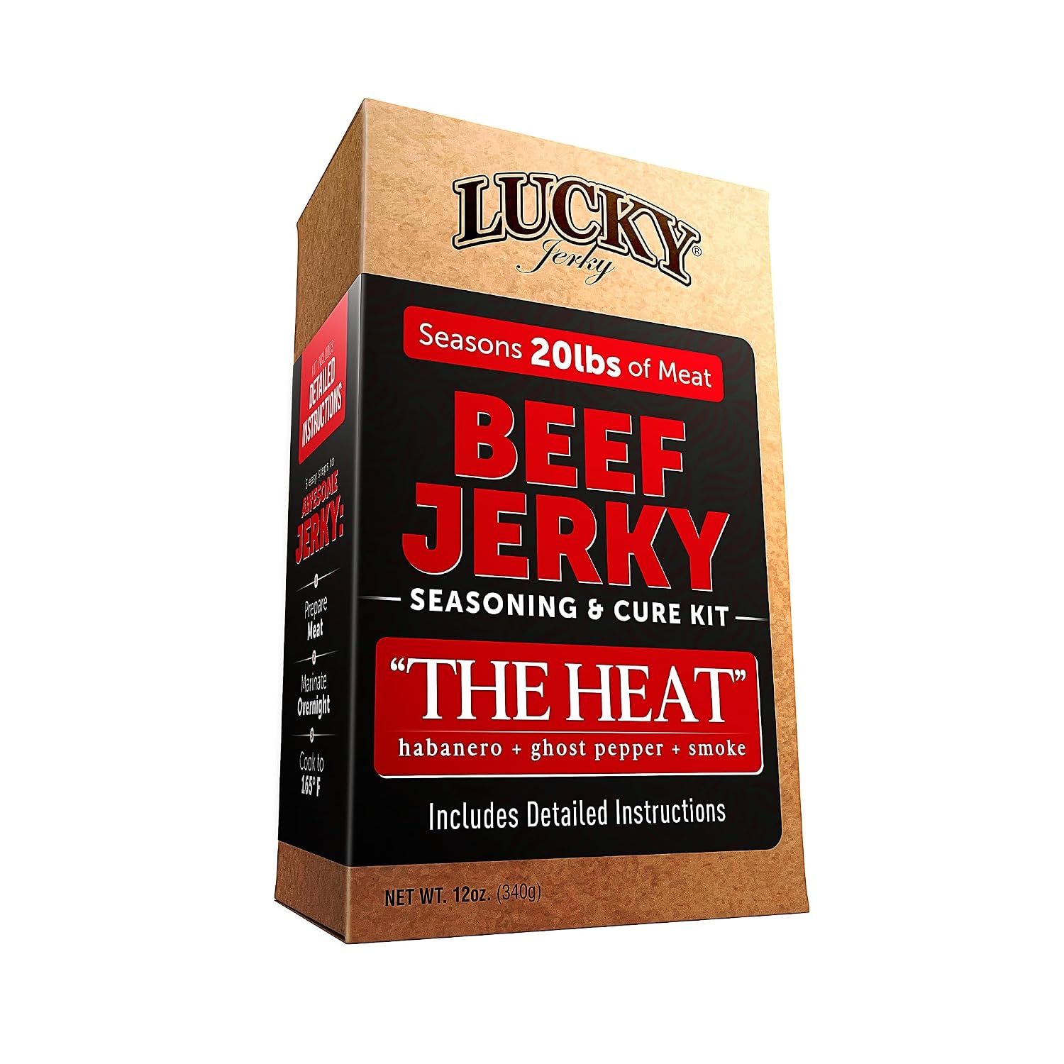Lucky Jerky Ultimate Savory DIY Beef Jerky Seasoning and Cure Kit, 12 Oz | Make Your Own with Original, BBQ, Teriyaki, and Sweet & Spicy, Seasons 5 lbs per Flavor, 20 lbs Total
