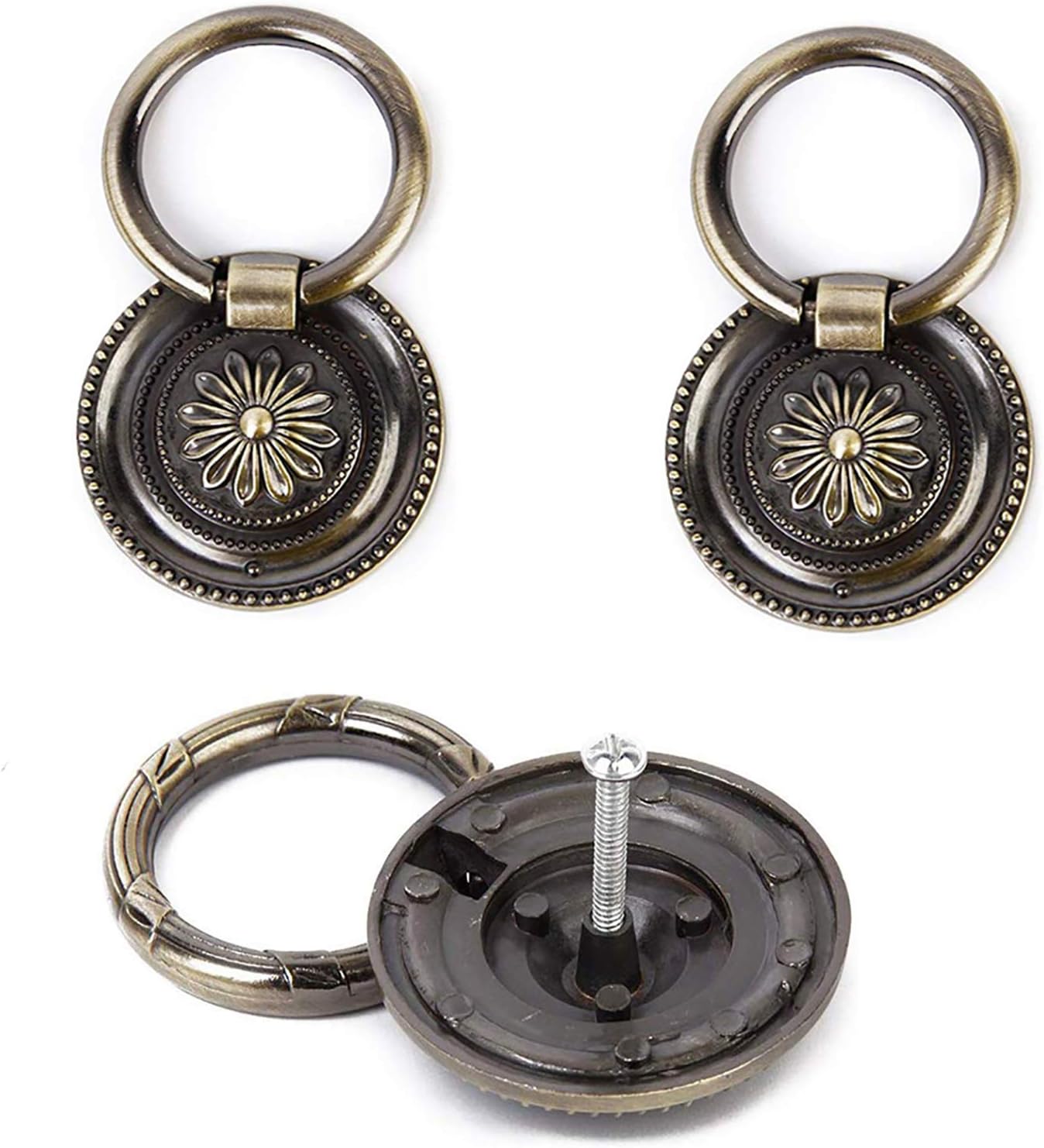 1.77 Inch Bronze Antique Drawer Pulls for Cabinet, 6 Packs