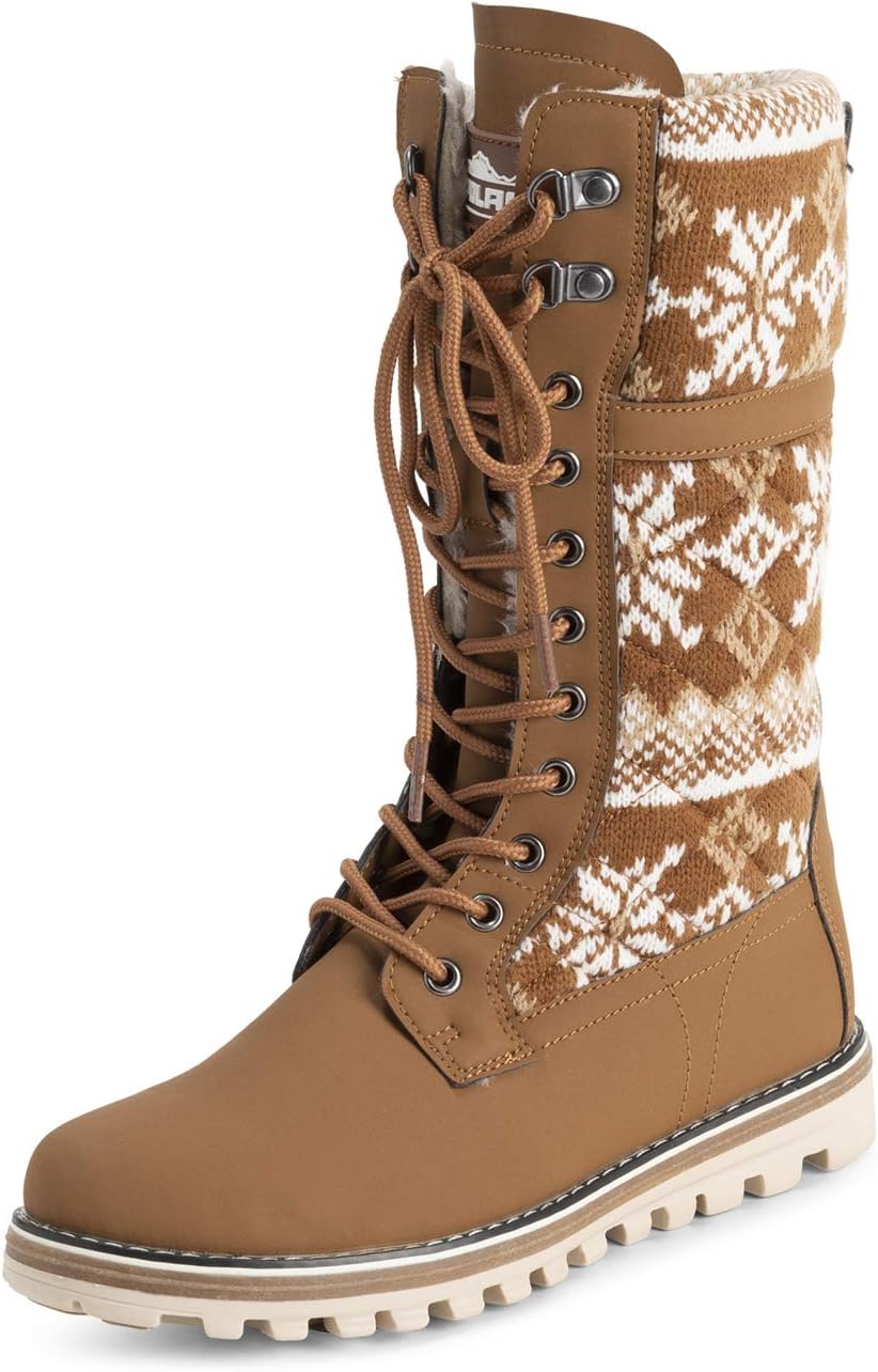 POLAR Womens Faux Fur Warm Thermal Waterproof Outdoor Walking Snow Winter Rubber Sole Calf Boots