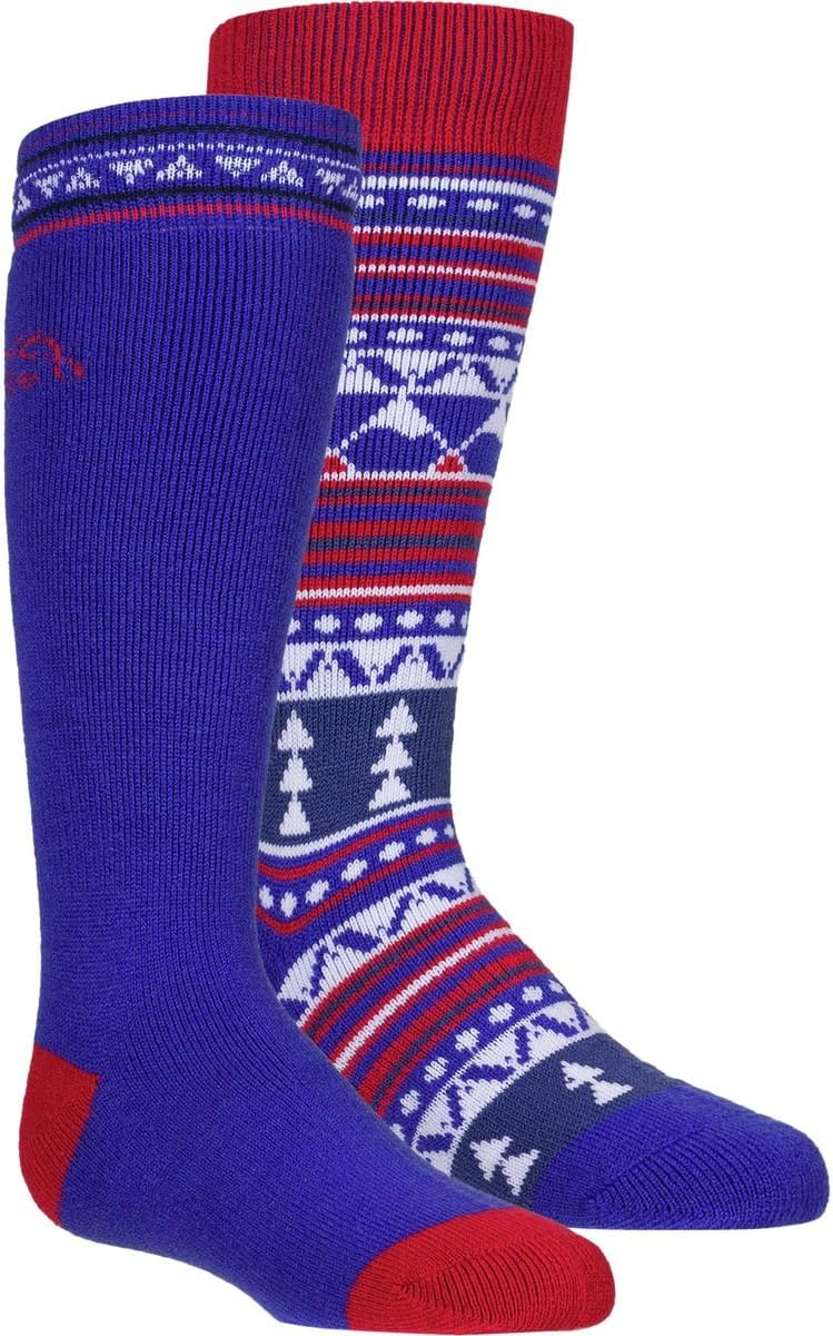Bridgedale Merino Ski Sock - 2-Pack - Kids' Royal/Red, M