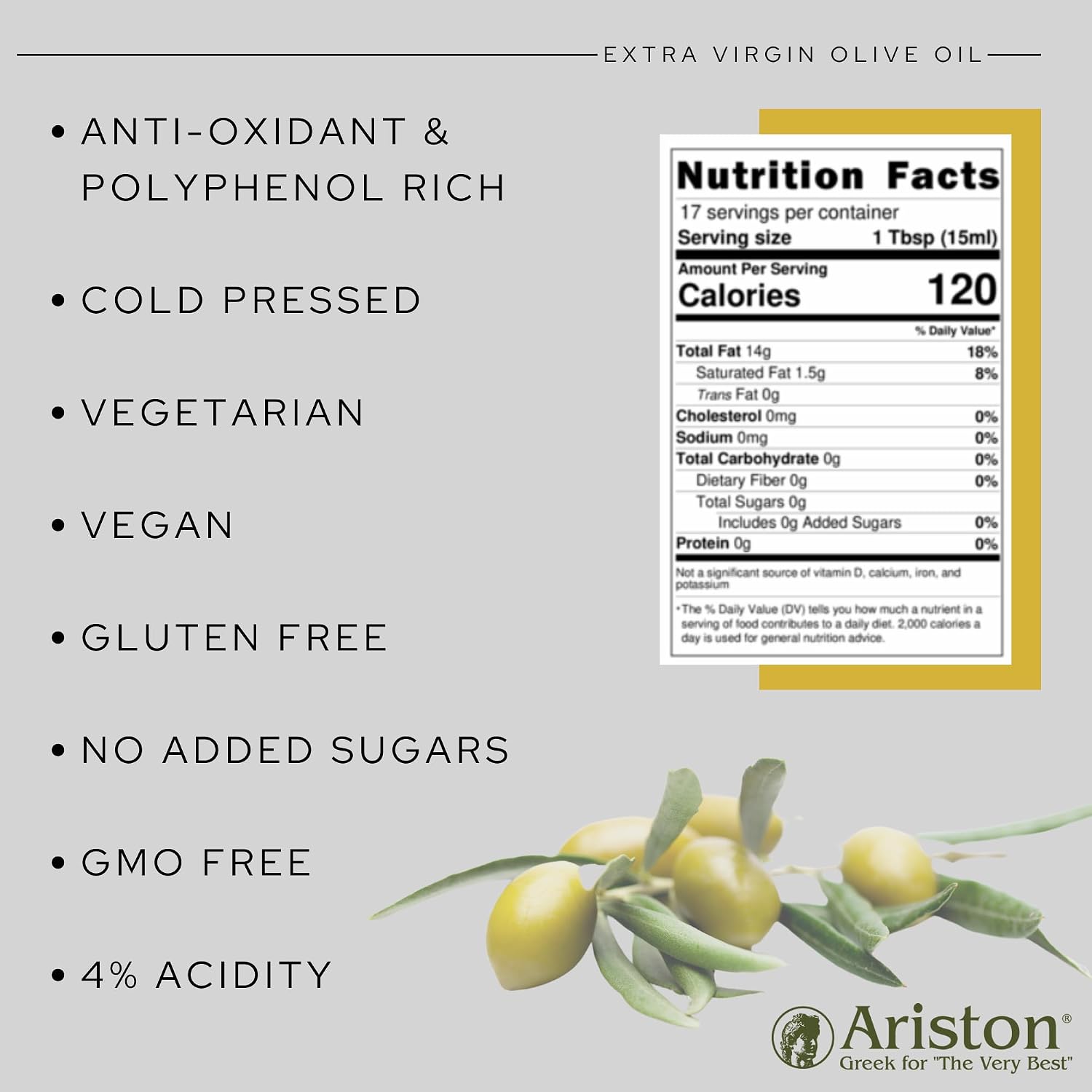 Ariston Organic Greek Olive Oil Extra Virgin, Lemon Infused, 8.45 Fl Oz | Cold Pressed Olive Oil Bottle from Greece for Cooking, Salad Dressing, Marinade & Bruschetta, Everyday Kitchen Use