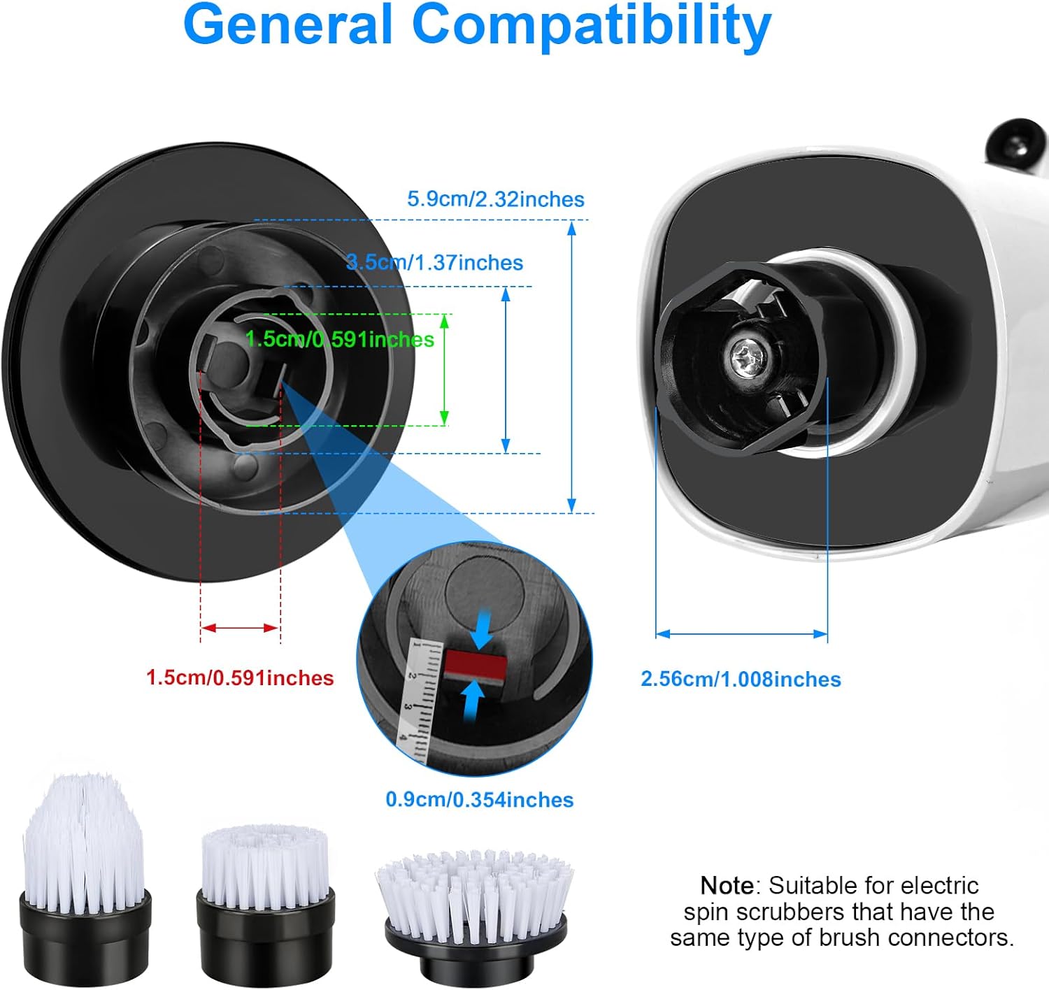 Electric Spin Scrubber Replacement Brush Heads, 7 Pcs Set Suitable for Cordless Power Scrubber, for Bathroom, Kitchen,