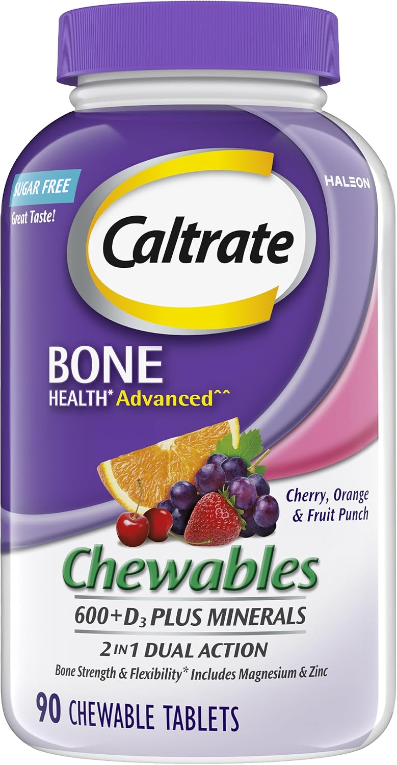 Caltrate Chewables 600 Plus D3 Vitamin D and Calcium Supplement, 155 count | Sugar Free, Highest Level of Vitamin D3, Maximizes Calcium Absorption to Support Strong Bones and Daily Function