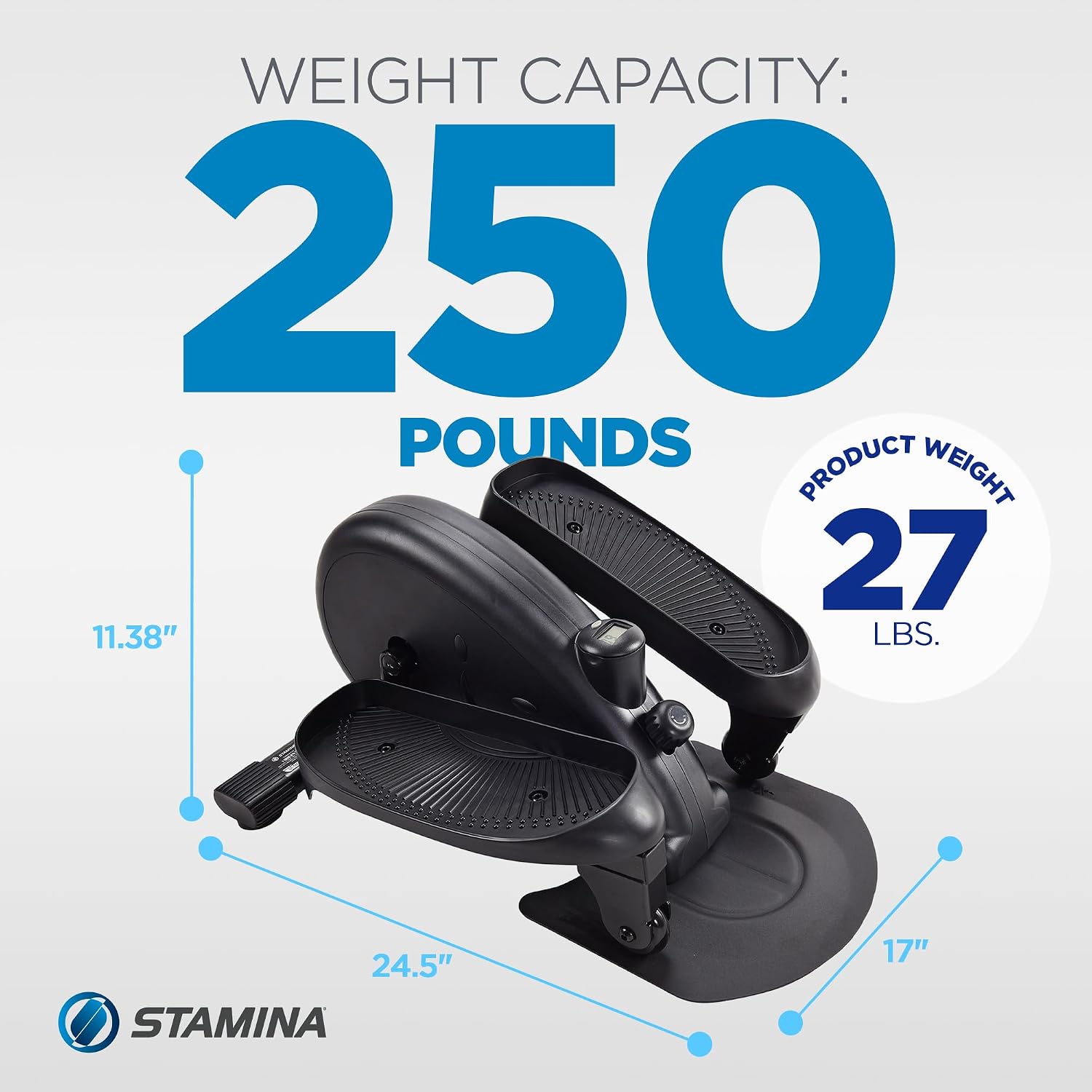 Stamina Inmotion Compact Strider Foot Exercise Machine - Under Desk Elliptical - Standing or Seated Elliptical Fitness Equipment
