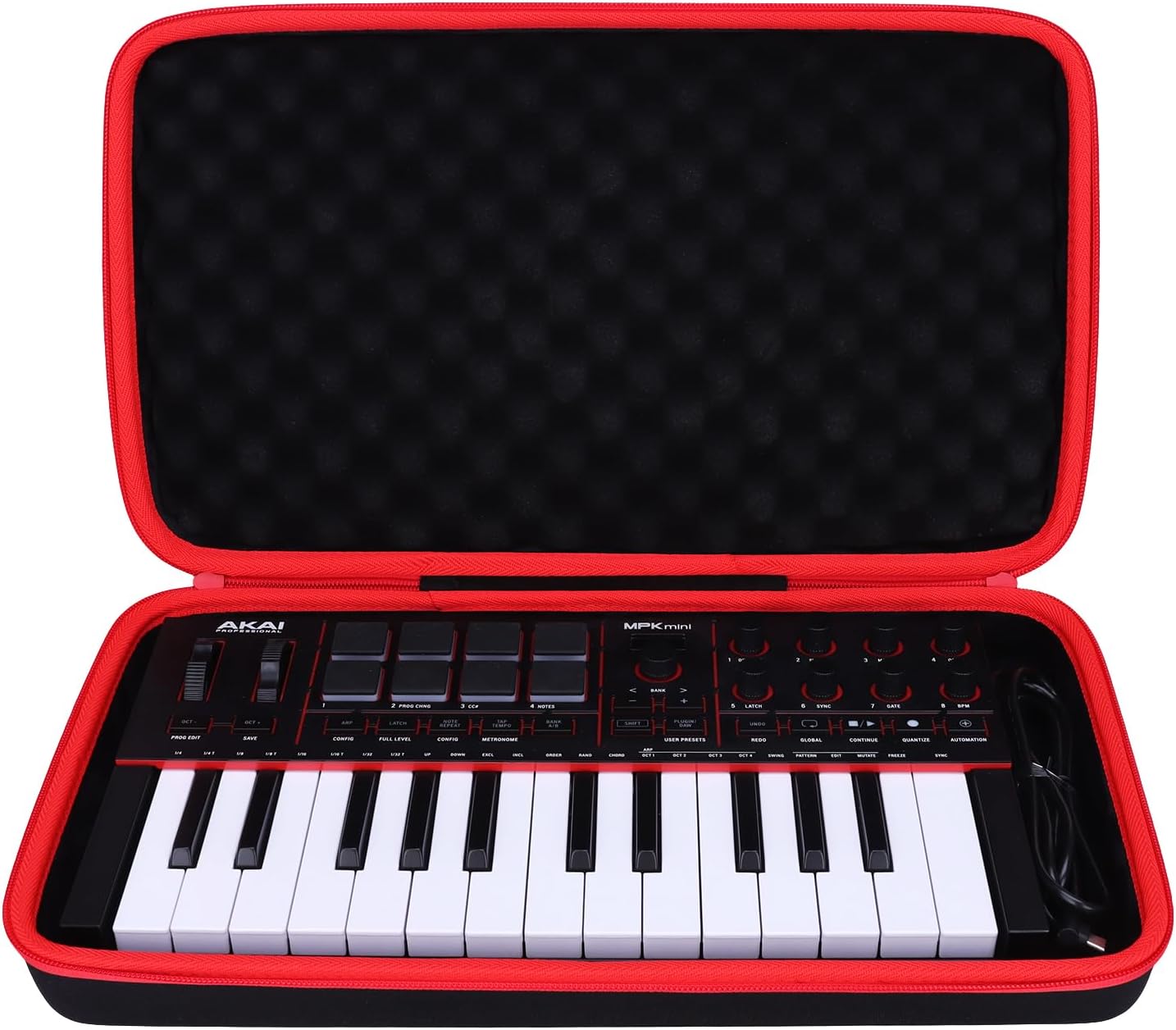 LTGEM Case Compatible with Akai Professional MPK Mini MK3 / MPK Mini Play MK3 25 Key USB MIDI Keyboard Controller, Black+Gray(Case Only)