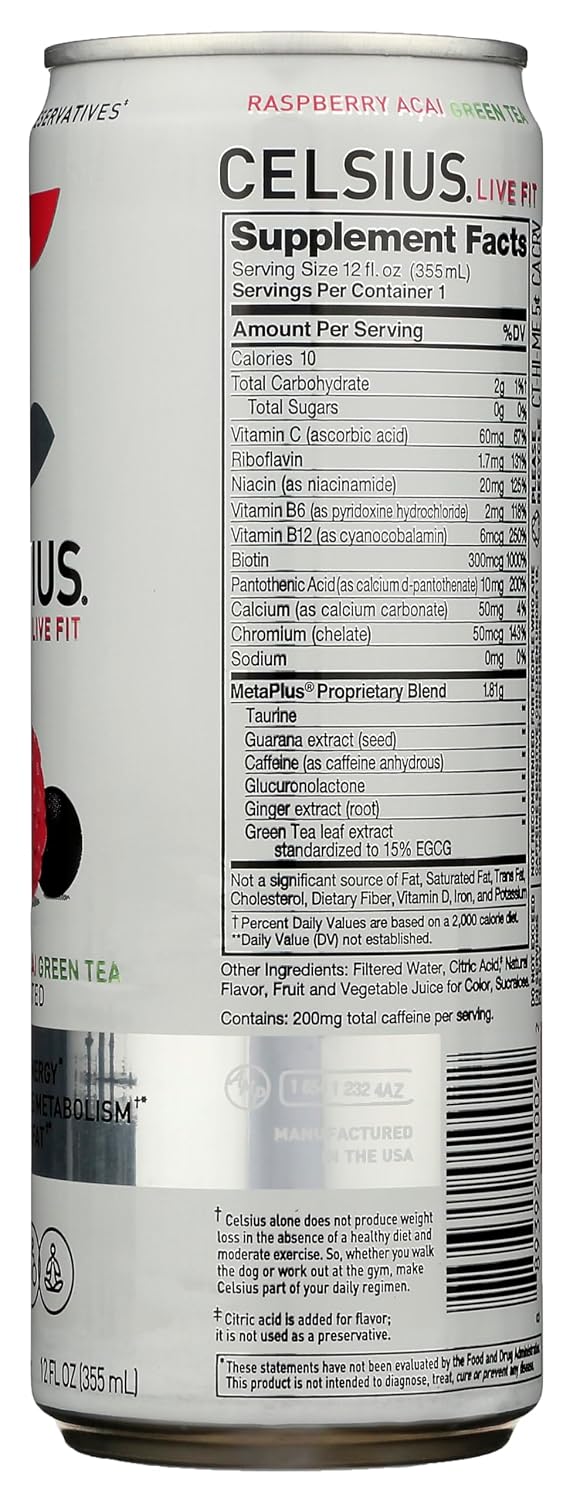 CELSIUS Sparkling Peach Vibe, Functional Essential Energy Drink 12 Fl Oz (Pack of 4)