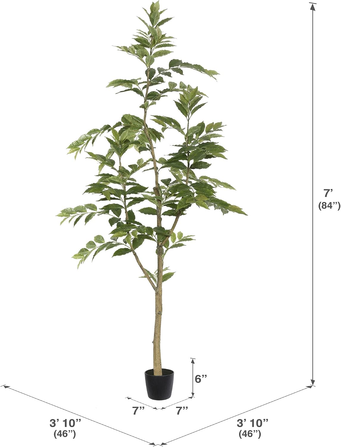 Vickerman 7' Realistic Potted Artificial Green Nandina Tree with 356 Leaves - Large Faux Indoor Tree for Artificial Plants and Fake Plants - Maintenance Free
