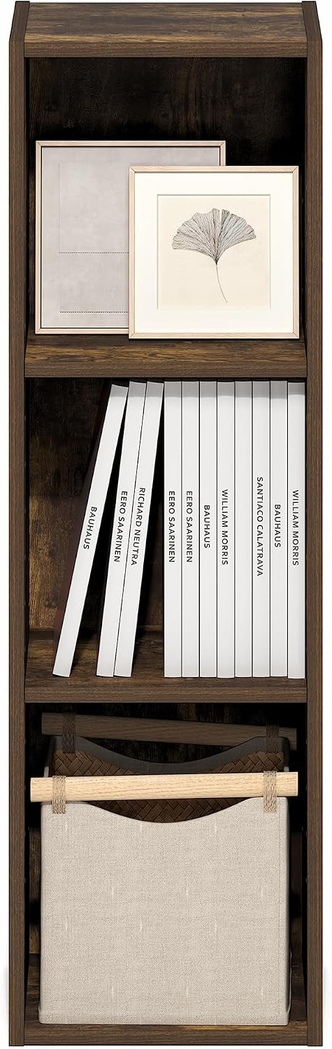 Furinno LUDER Book Shelf, 6-Tier Tall Modern Bookshelf, Bookcase with Open Shelves, 9.3 x 12 x 71, for Living Room, Bedroom, Home Office, White