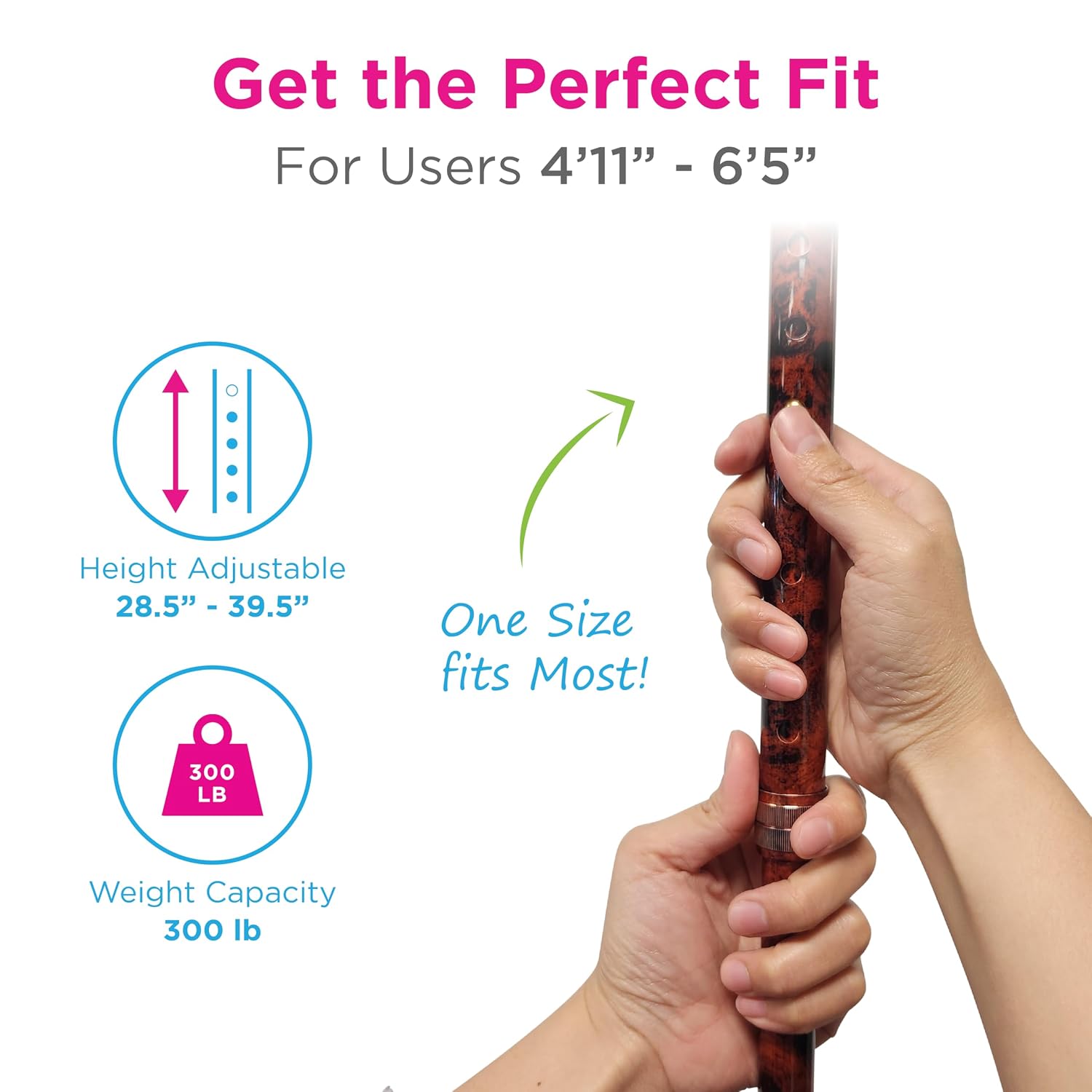 Nova Joy Designer Offset Quad Cane for Seniors - Unisex Adjustable Lightweight Walking Aid with Foam Handle, Wrist Strap and Anti-Rattle Lock - Essential Mobility Support - Maui Flowers