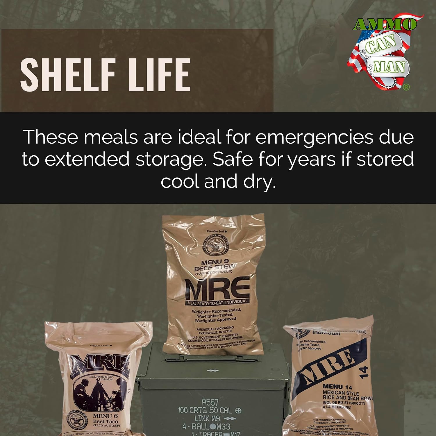 MRE Emergency Food Kit - 6 Pack w/Heater - Camping & Hiking | MRE Emergency Food Kit - 6-Pack with Entree, Dessert & Flameless Heater - Camping