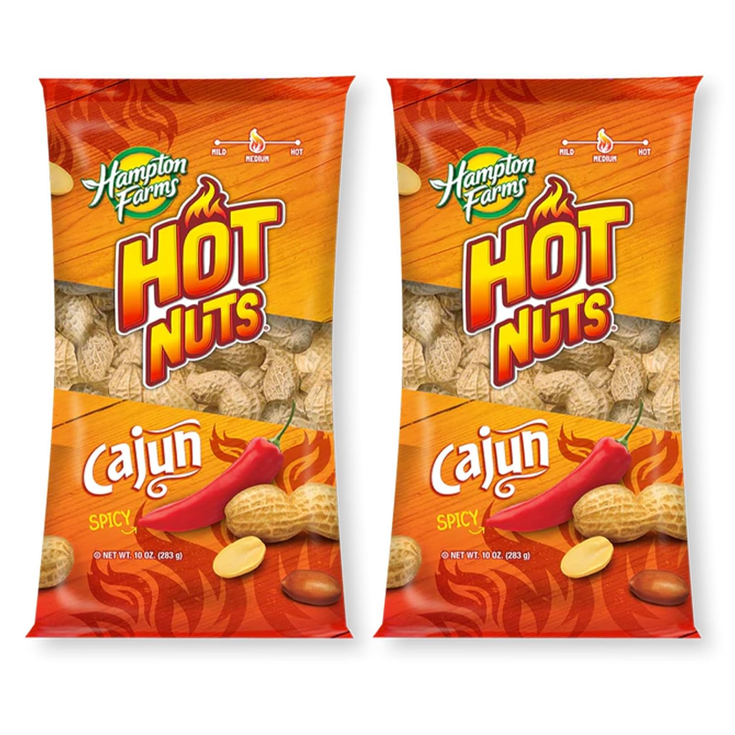 Hampton Farms Fancy Roasted In-Shell Cajun Peanuts, USA Grown, 10 oz Bag | Bold spicy Cajun roasted in-shell peanuts, USA grown, all natural, great for snacking and game day