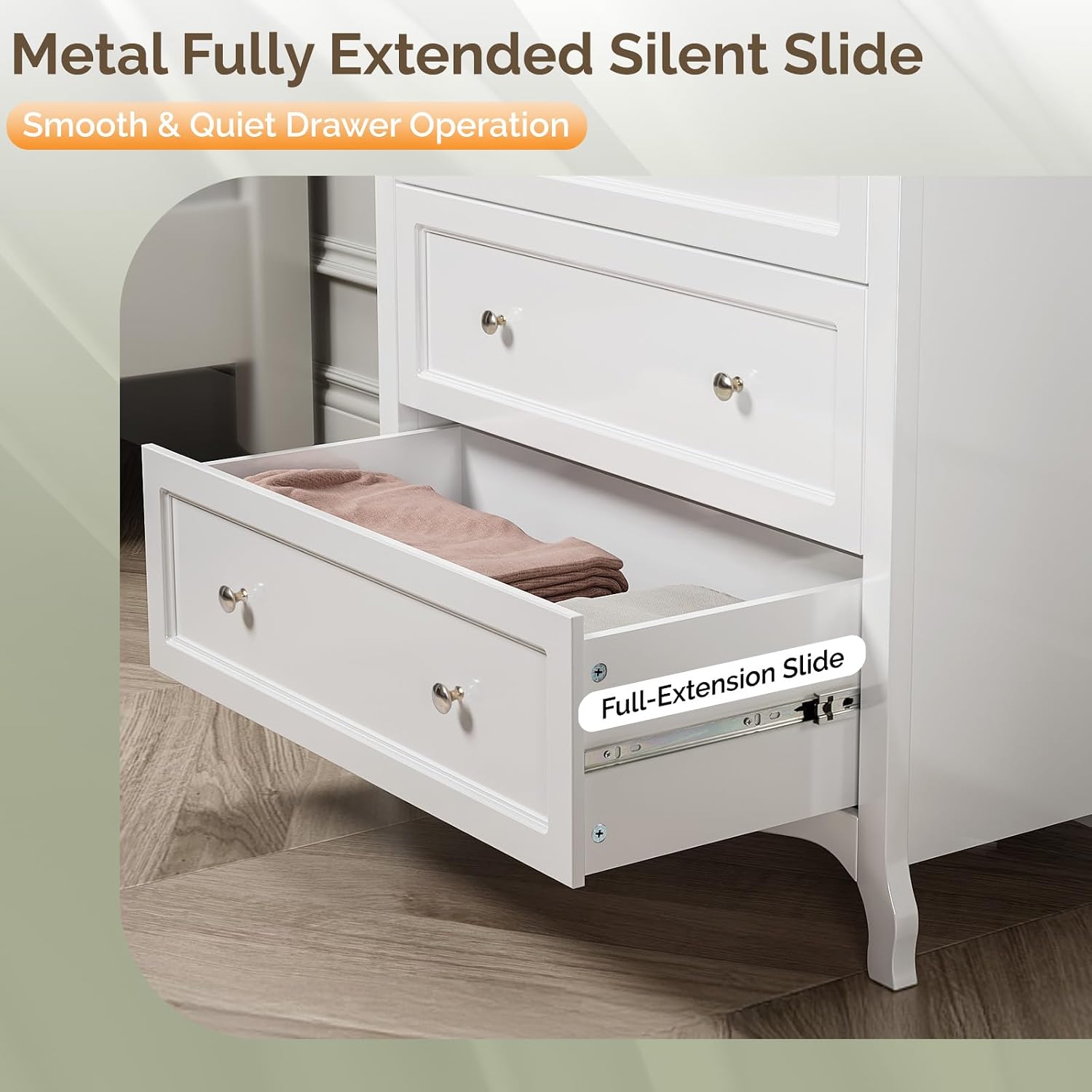 VINGLI Fluted Tall Dresser 5 Drawer, 23.66" W Chest of Drawers Gray Wood Dresser with Rounded Edges, Grey Dressers for Bedroom