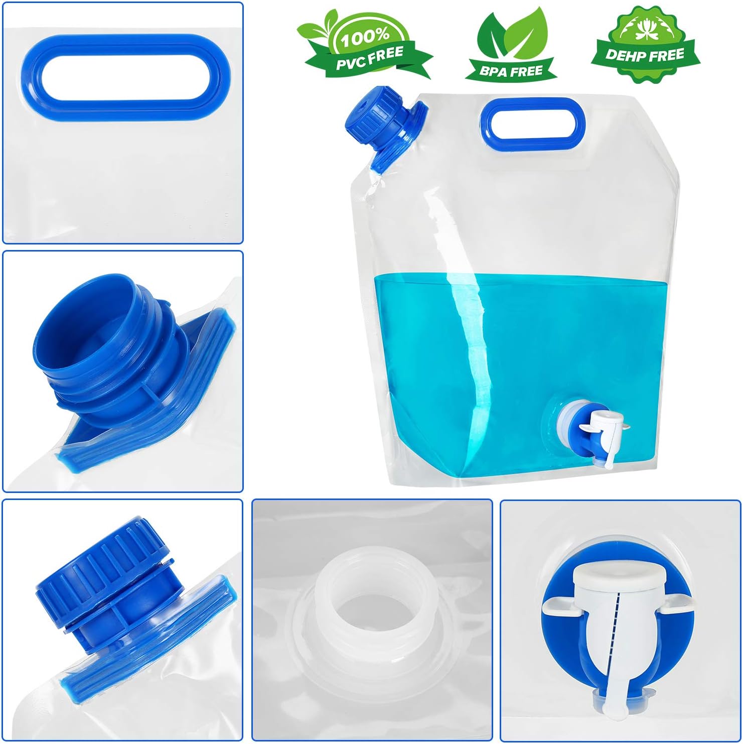 Collapsible Water Container, BPA Free Food Grade Clear Plastic Water Jug with Spout for Sport Camping Riding Hiking, Foldable Emergency Water Bottle