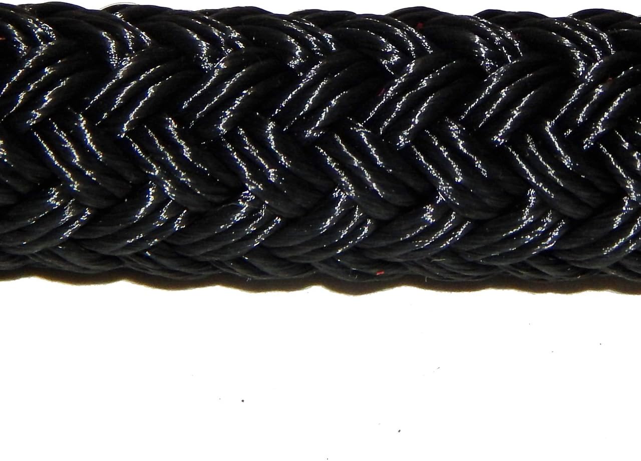 Samson EQ Braid Double Braid Polyester Yacht Rope 1/2" Colors: Blue, Black, Beige, Beige/White, Black with Blue Tracer, Pink and Purple (Black, 1/2" x 50 ft. Hank)