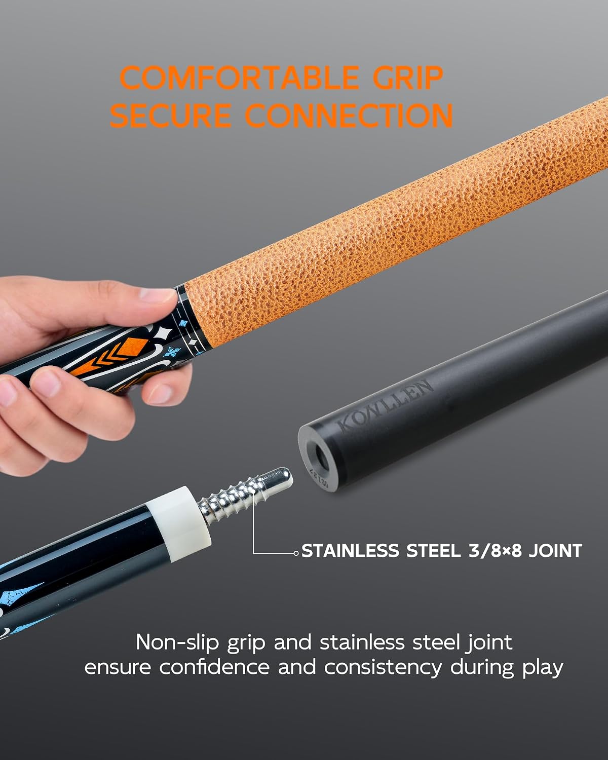 KONLLEN Carbon Fiber Pool Cue Stick 58-inch Professional Pool Sticks for Adults Full Carbon Technology Low Deflection Pool Cue Billiard Cues with 12.5mm Tip (Easy to Control, Pro Taper, Ultra-Smooth)